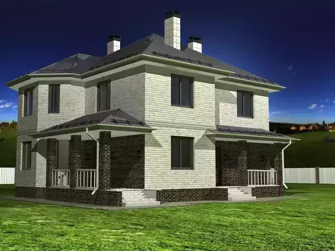 House on grassy field