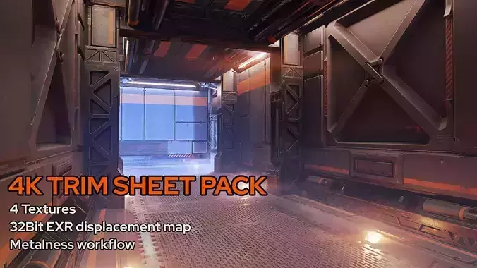 4 Sci-fi corridor trim sheet textures Low-poly 3D model 4 Sci-fi corridor trim sheet textures Low-poly 3D model