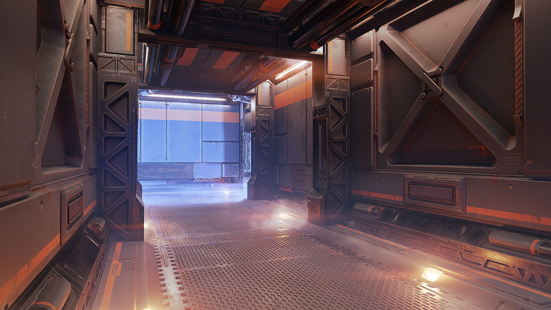 4 Sci-fi corridor trim sheet textures Low-poly 3D model_1