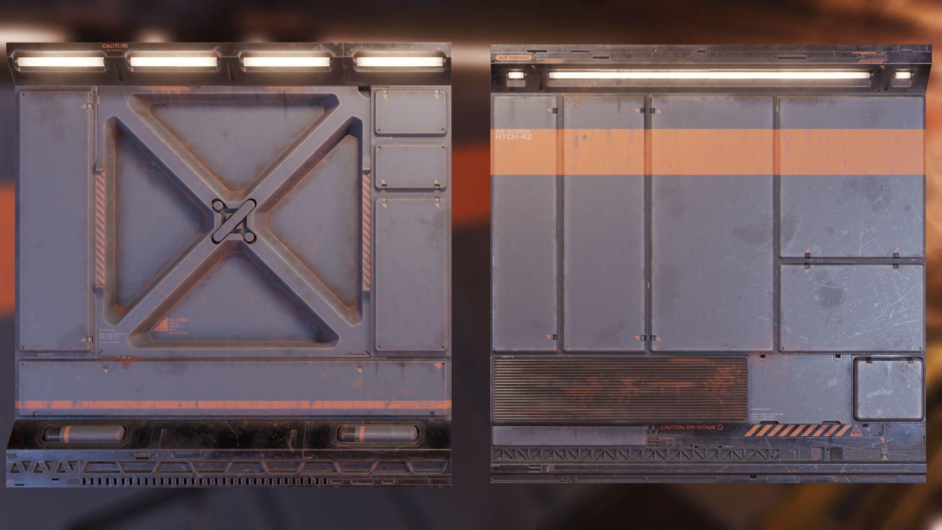 4 Sci-fi corridor trim sheet textures Low-poly 3D model_8