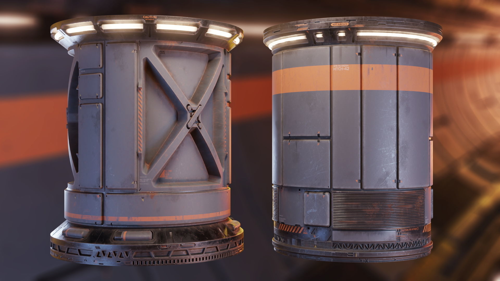 4 Sci-fi corridor trim sheet textures Low-poly 3D model_6