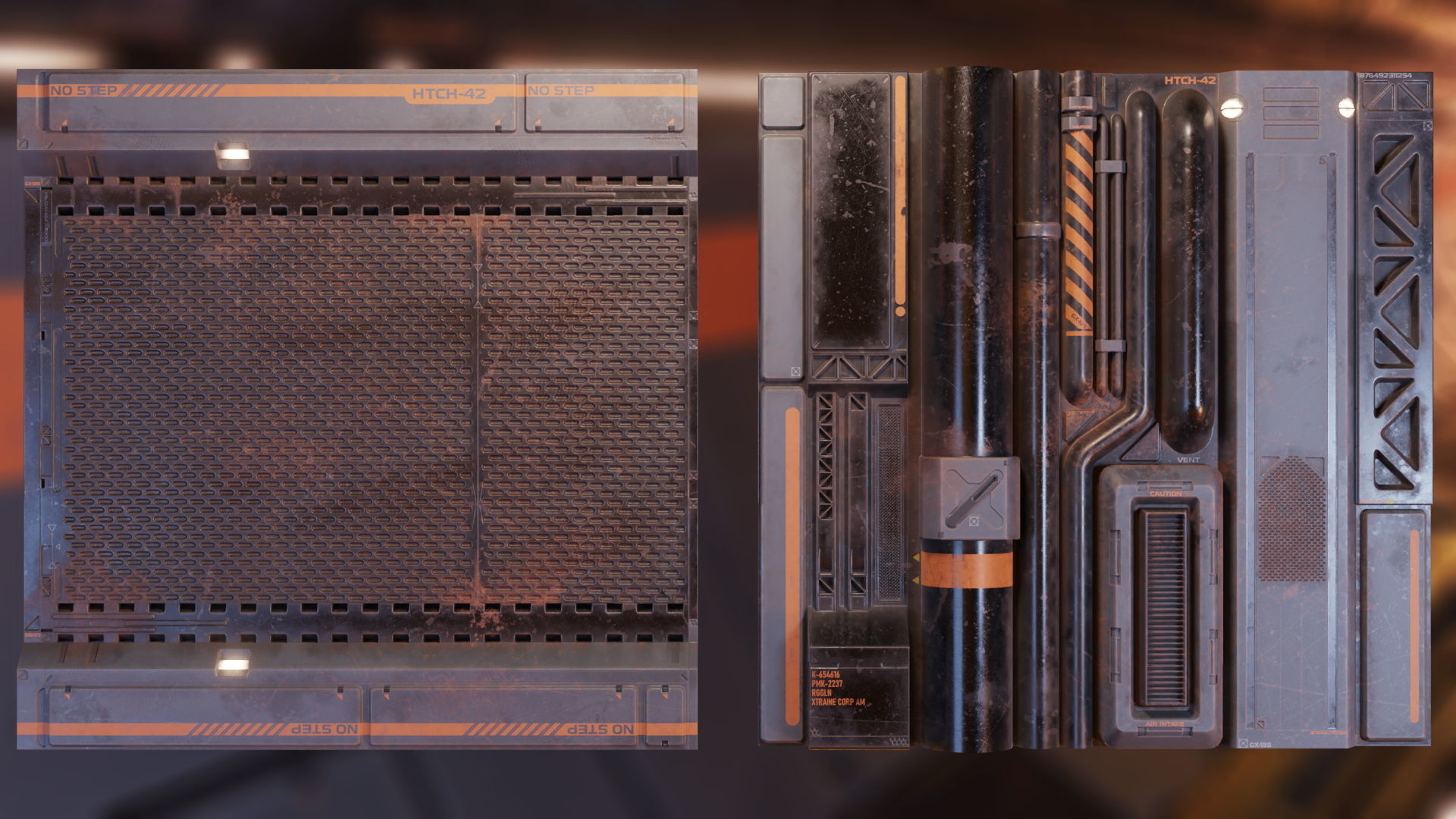 4 Sci-fi corridor trim sheet textures Low-poly 3D model_9