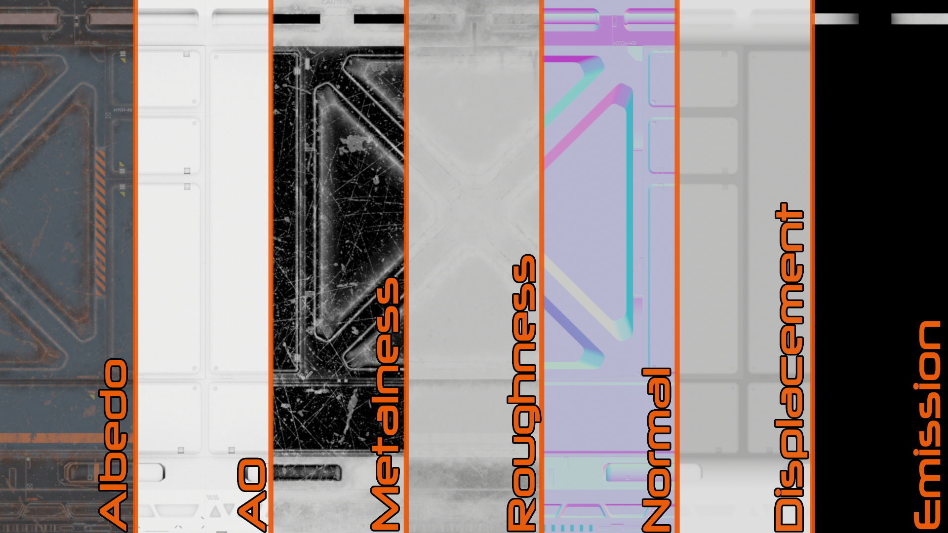 4 Sci-fi corridor trim sheet textures Low-poly 3D model_10