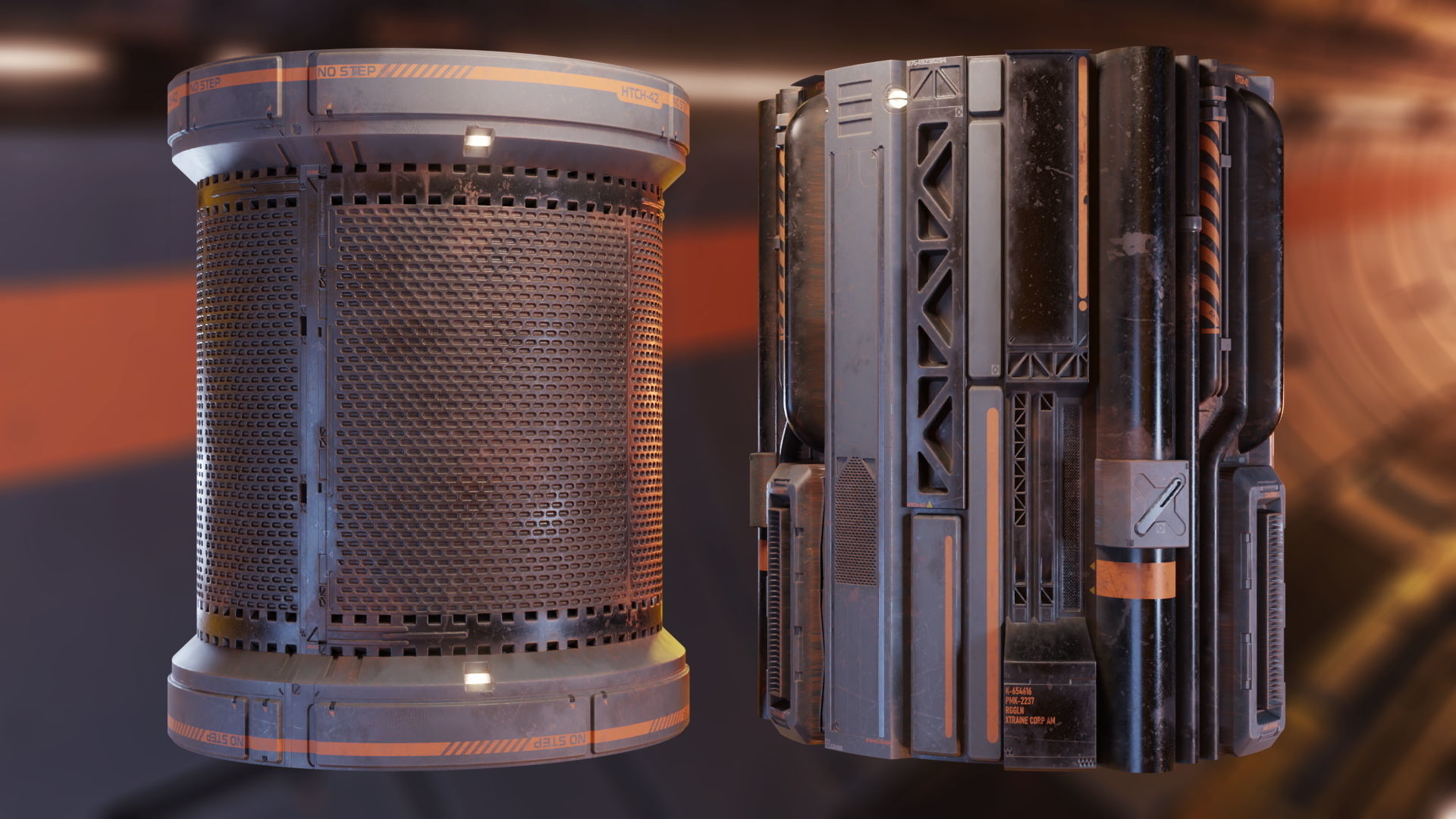 4 Sci-fi corridor trim sheet textures Low-poly 3D model_7