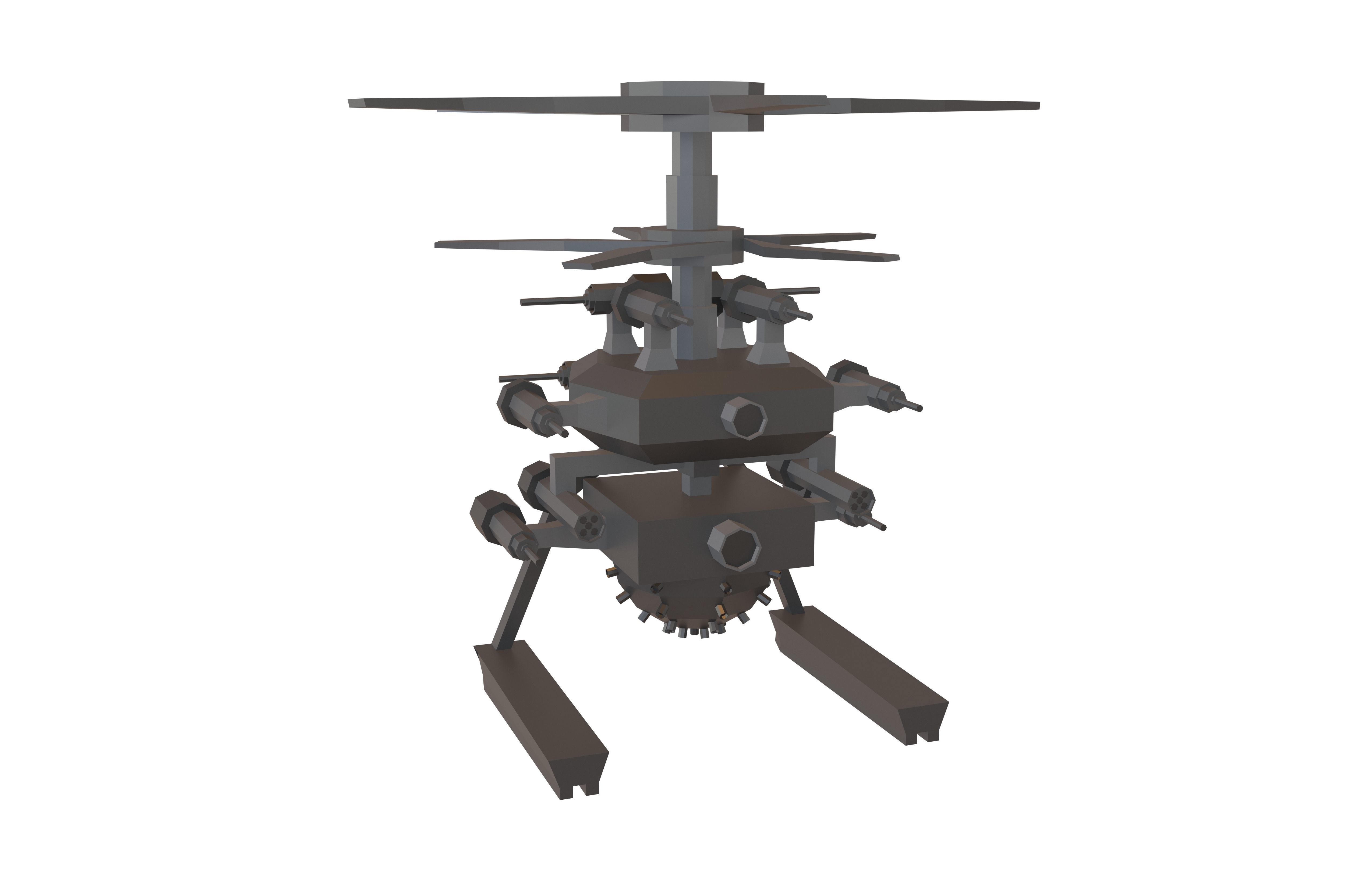 Cartoon Wepon Drone V2 002 Low-poly 3D model_1