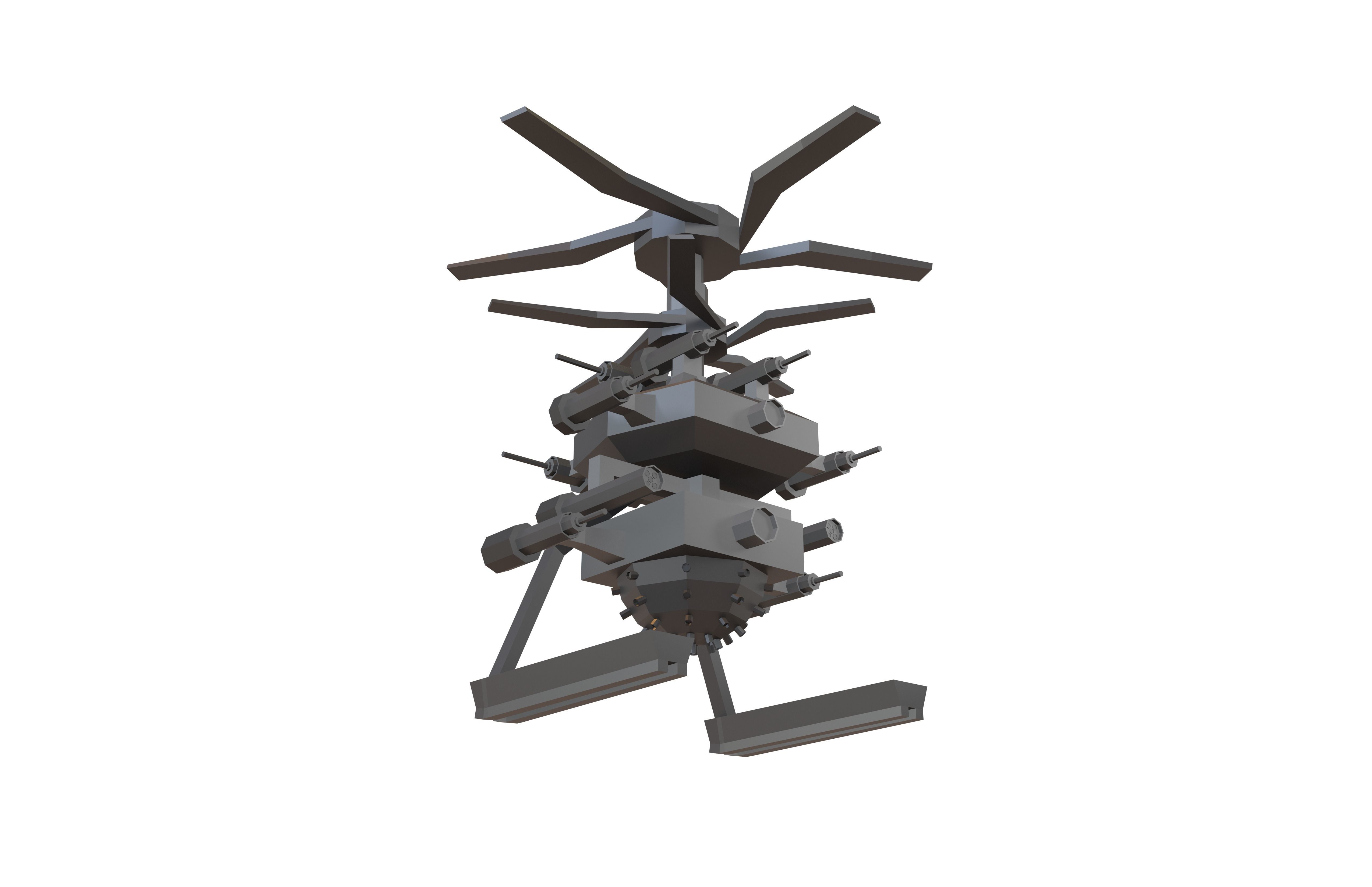 Cartoon Wepon Drone V2 002 Low-poly 3D model_3