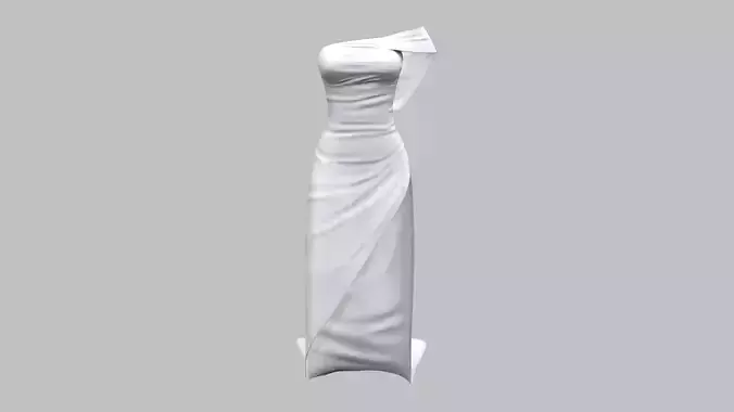 Cyberpunk Off Shoulder One-Shoulder Wrap Dress Low-poly 3D model