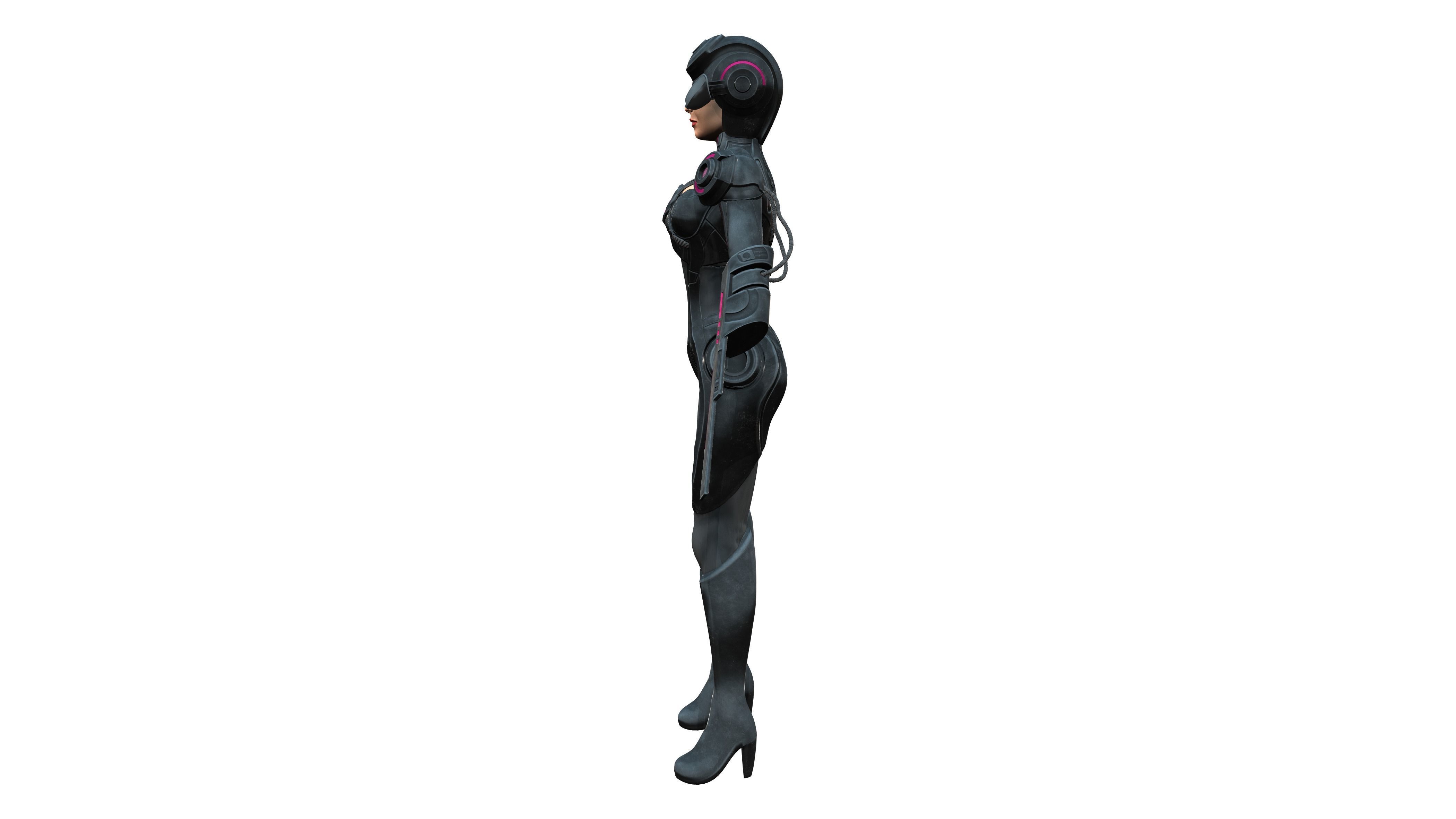 Cyborg Security Robo Suit Low-poly 3D model_3
