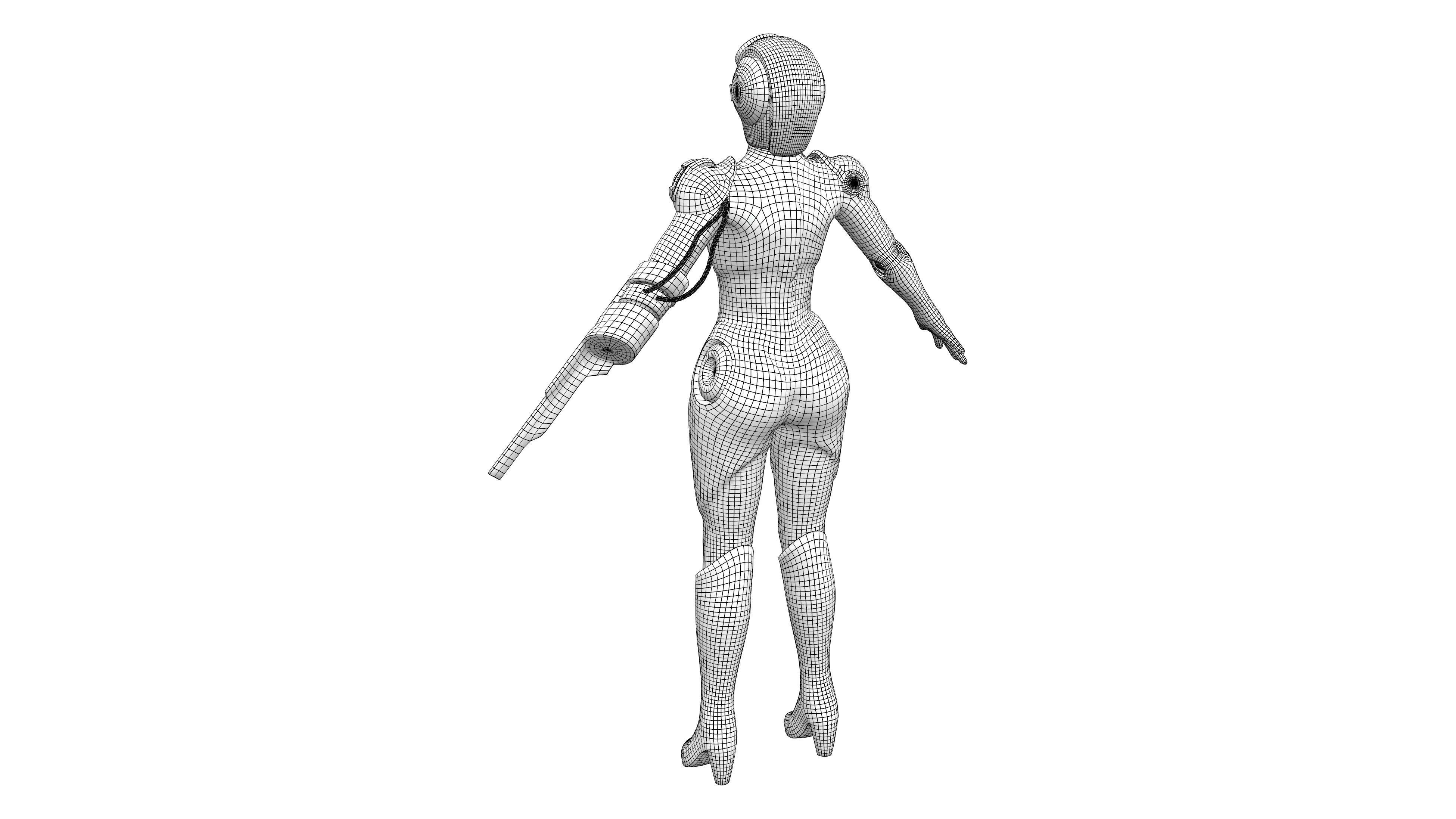 Cyborg Security Robo Suit Low-poly 3D model_7