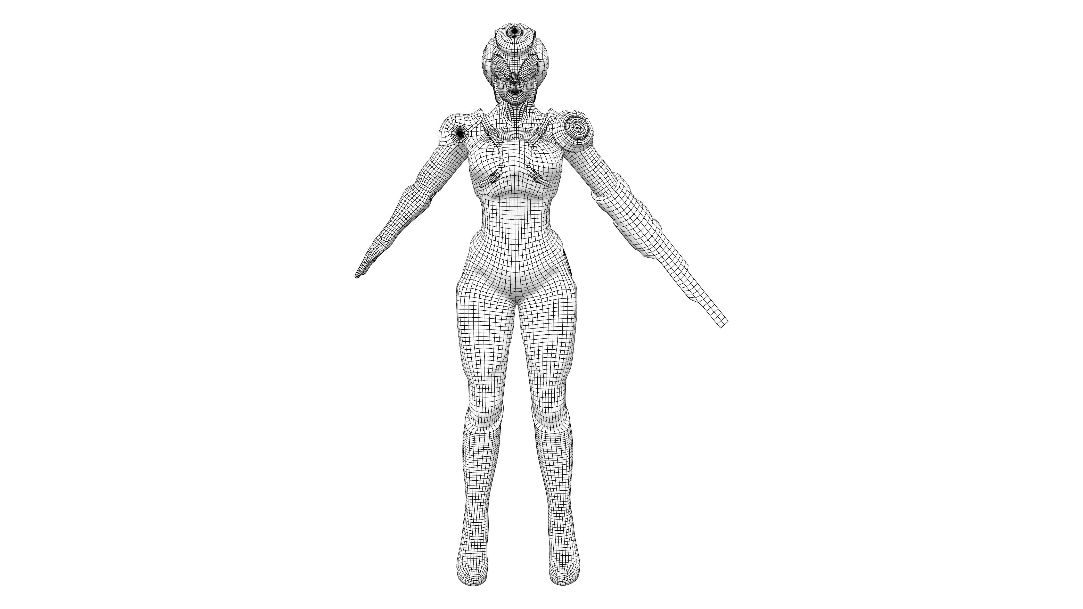Cyborg Security Robo Suit Low-poly 3D model_6