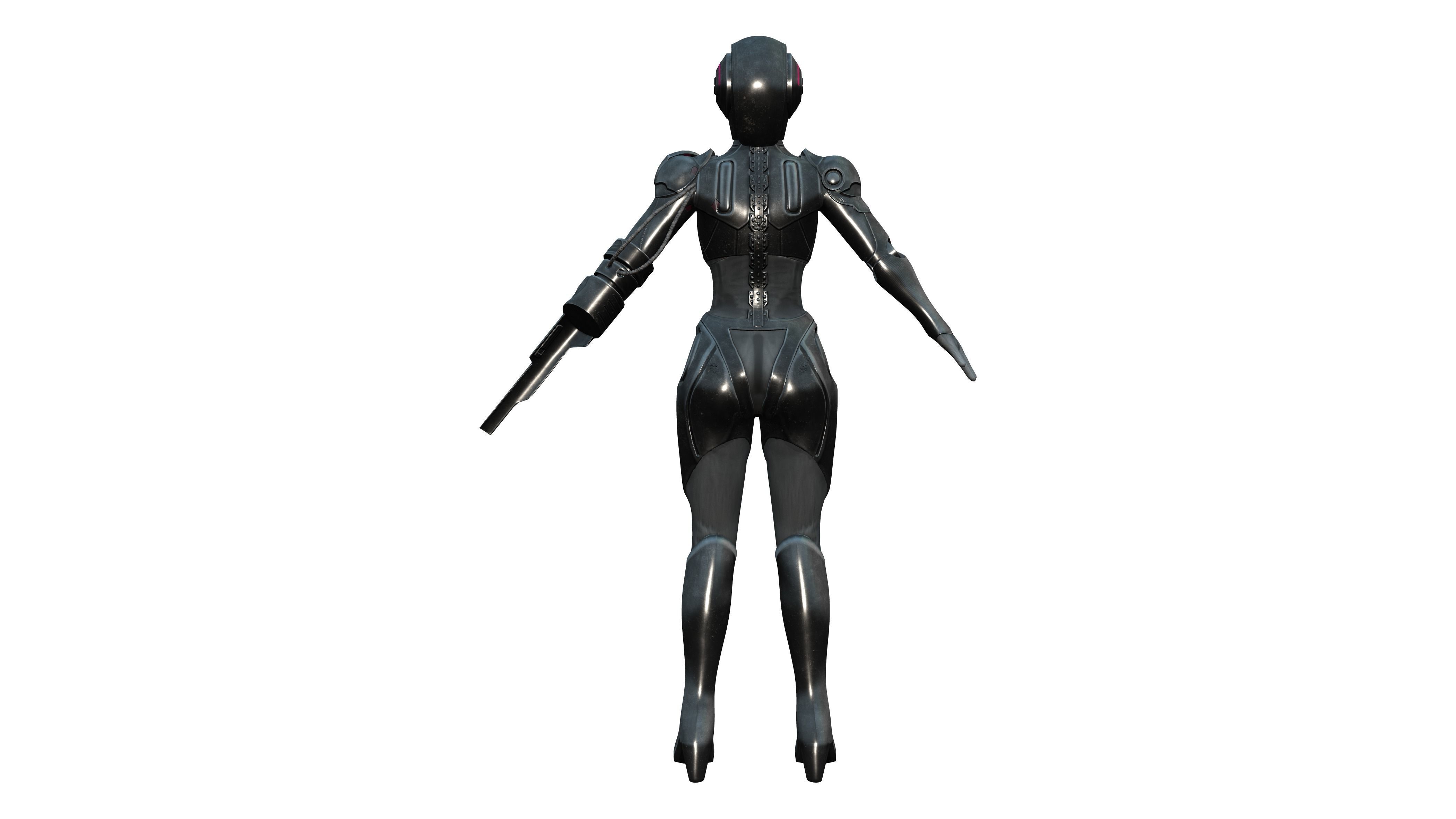 Cyborg Security Robo Suit Low-poly 3D model_4