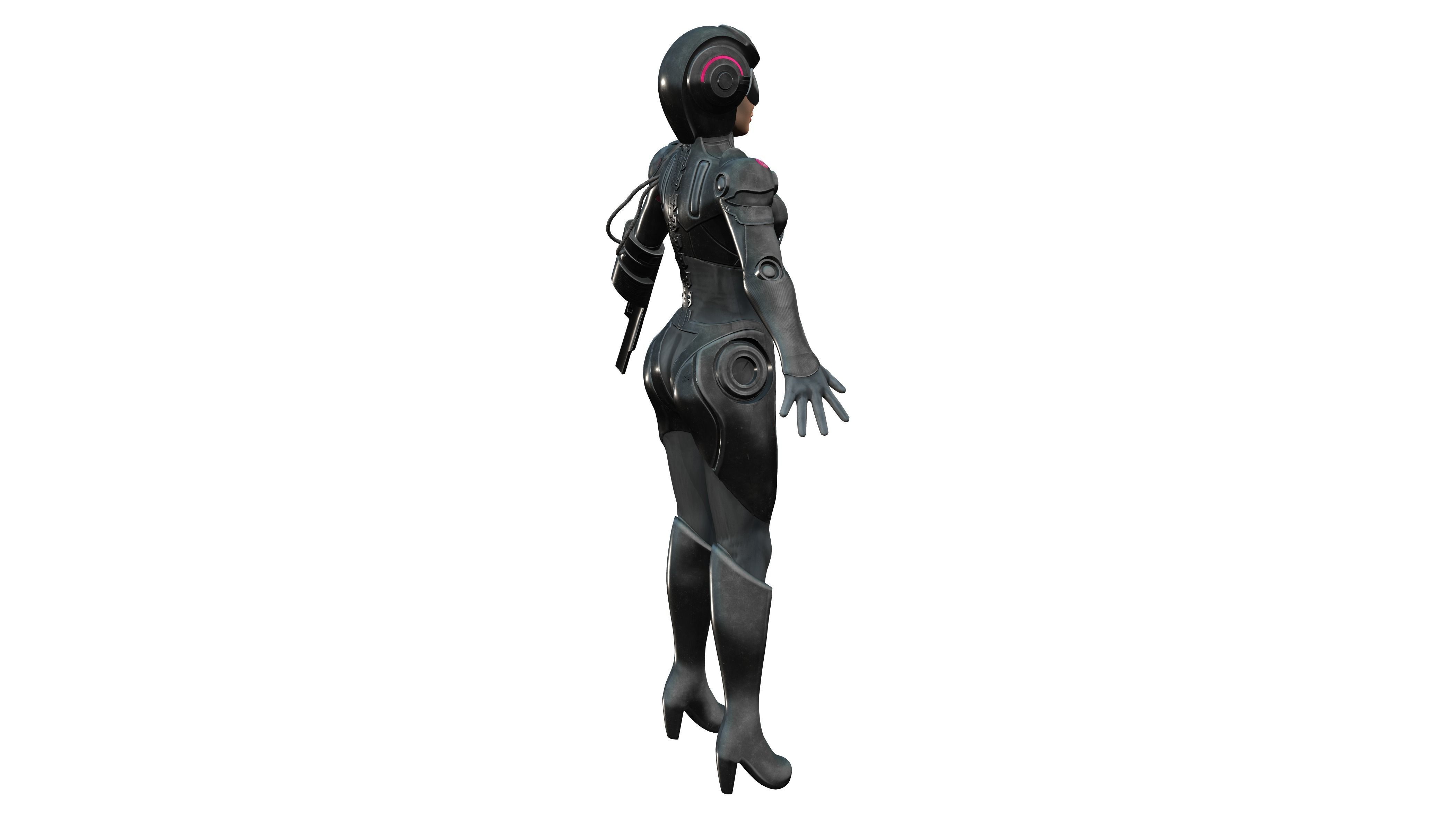 Cyborg Security Robo Suit Low-poly 3D model_5
