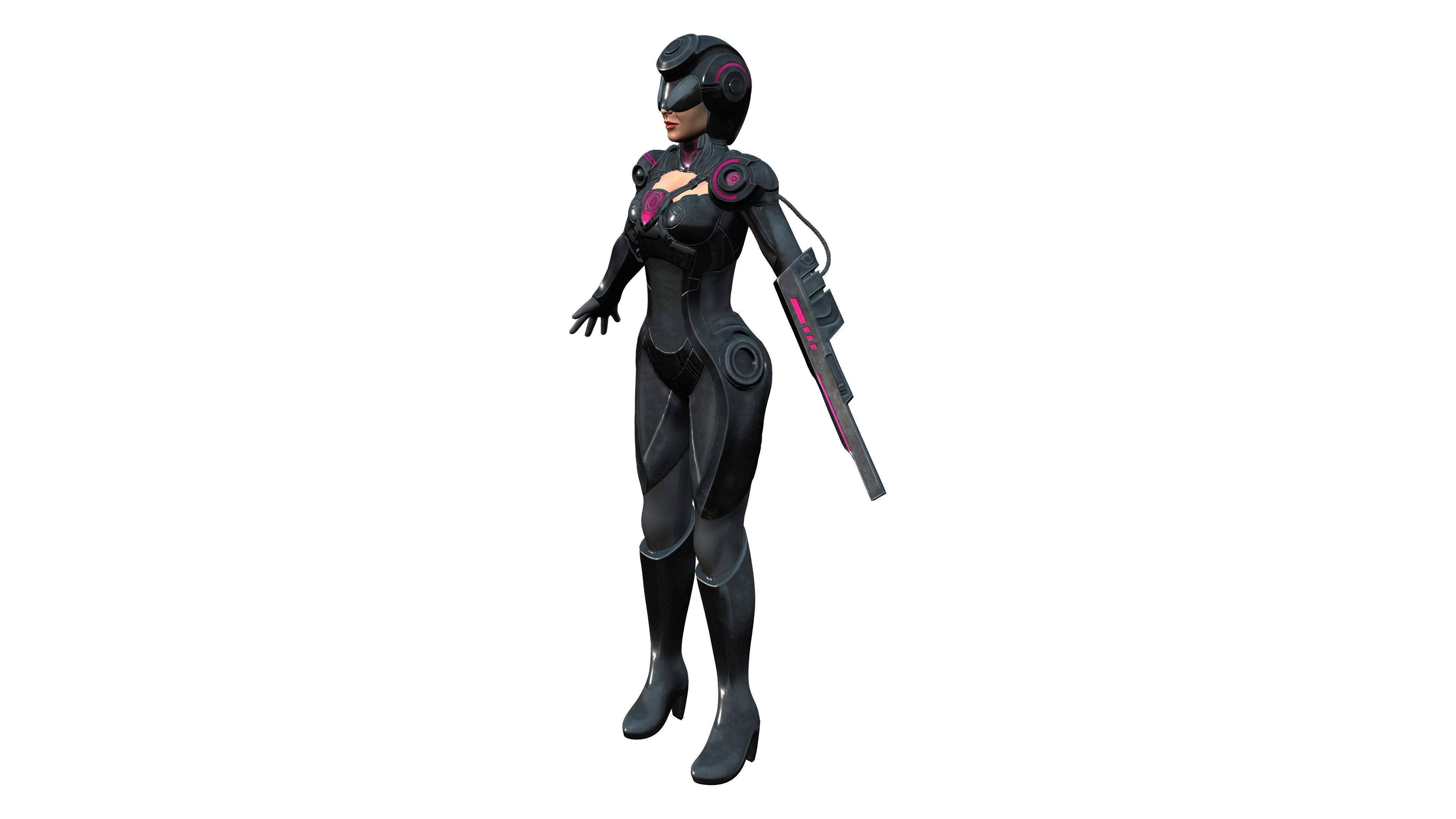 Cyborg Security Robo Suit Low-poly 3D model_2