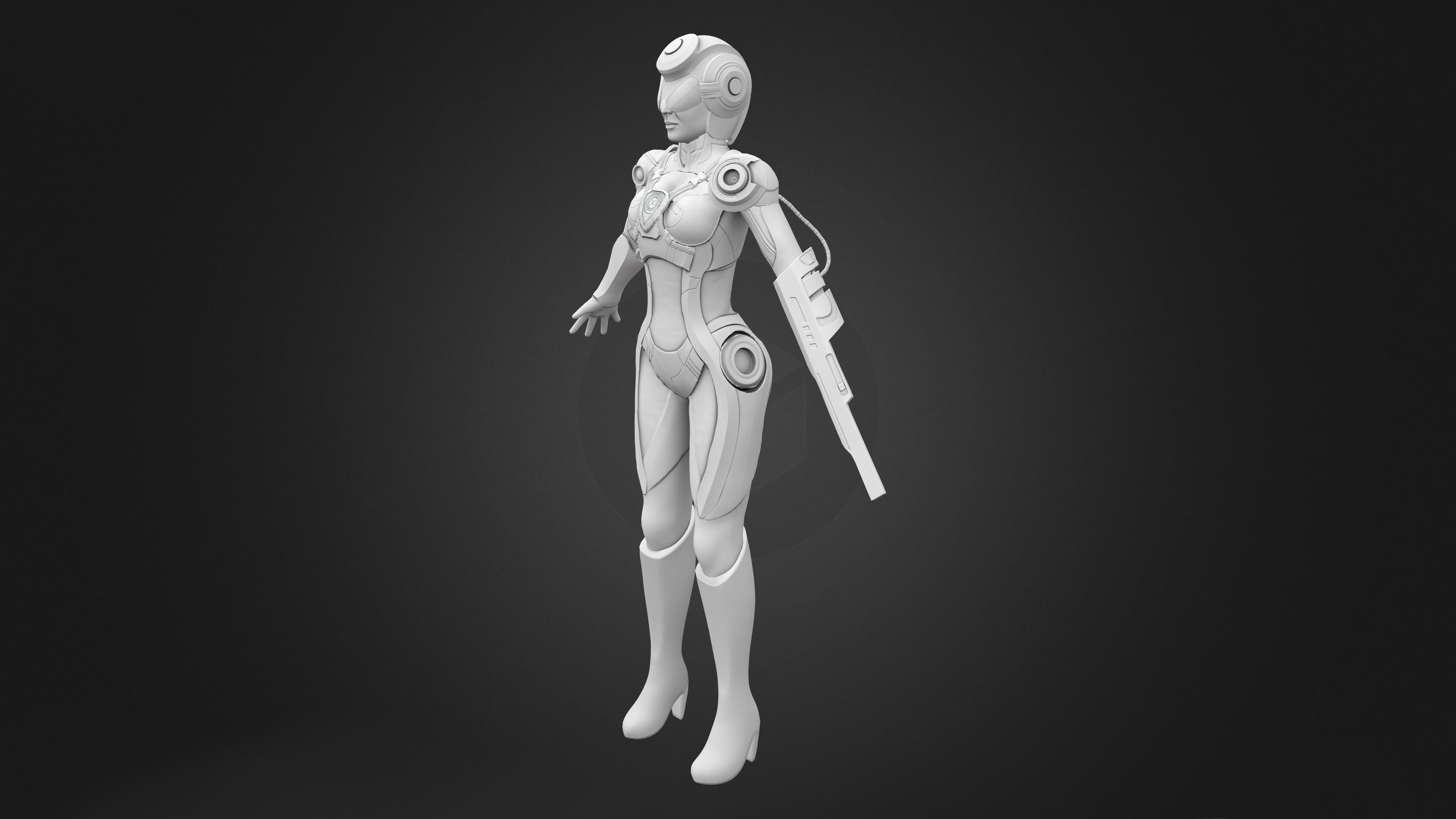 Cyborg Security Robo Suit Low-poly 3D model_8