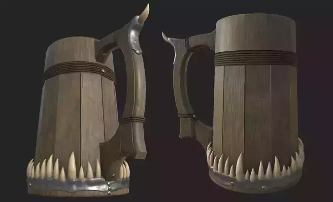 Beer Jug with Orc teeth  Low-poly 3D model