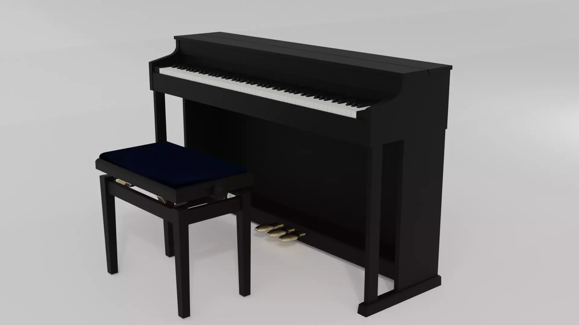 Lowpoly piano and stool Low-poly 3D model_0