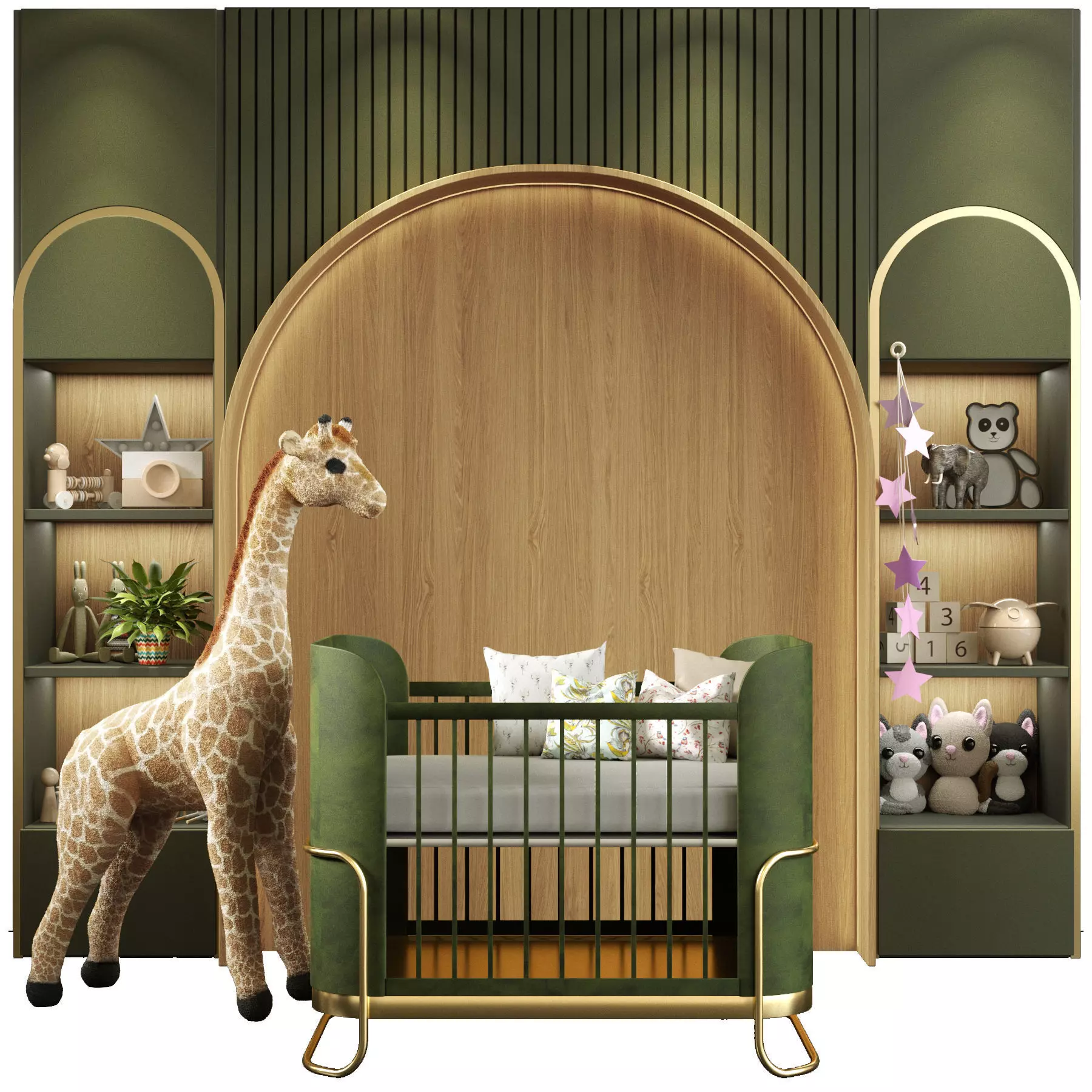 Childrens room with toys and a crib 3D model_0