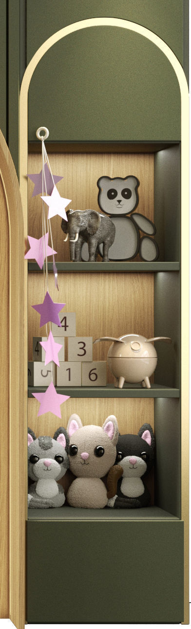 Childrens room with toys and a crib 3D model_4