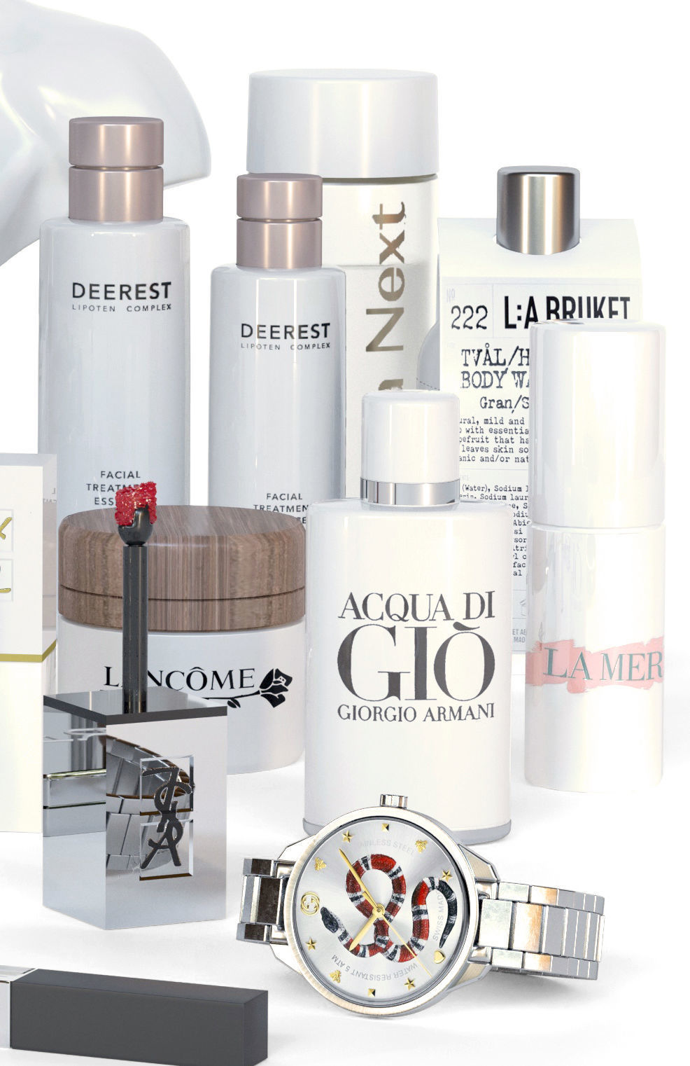 A set of cosmetics for make-up and bathroom 3D model_4