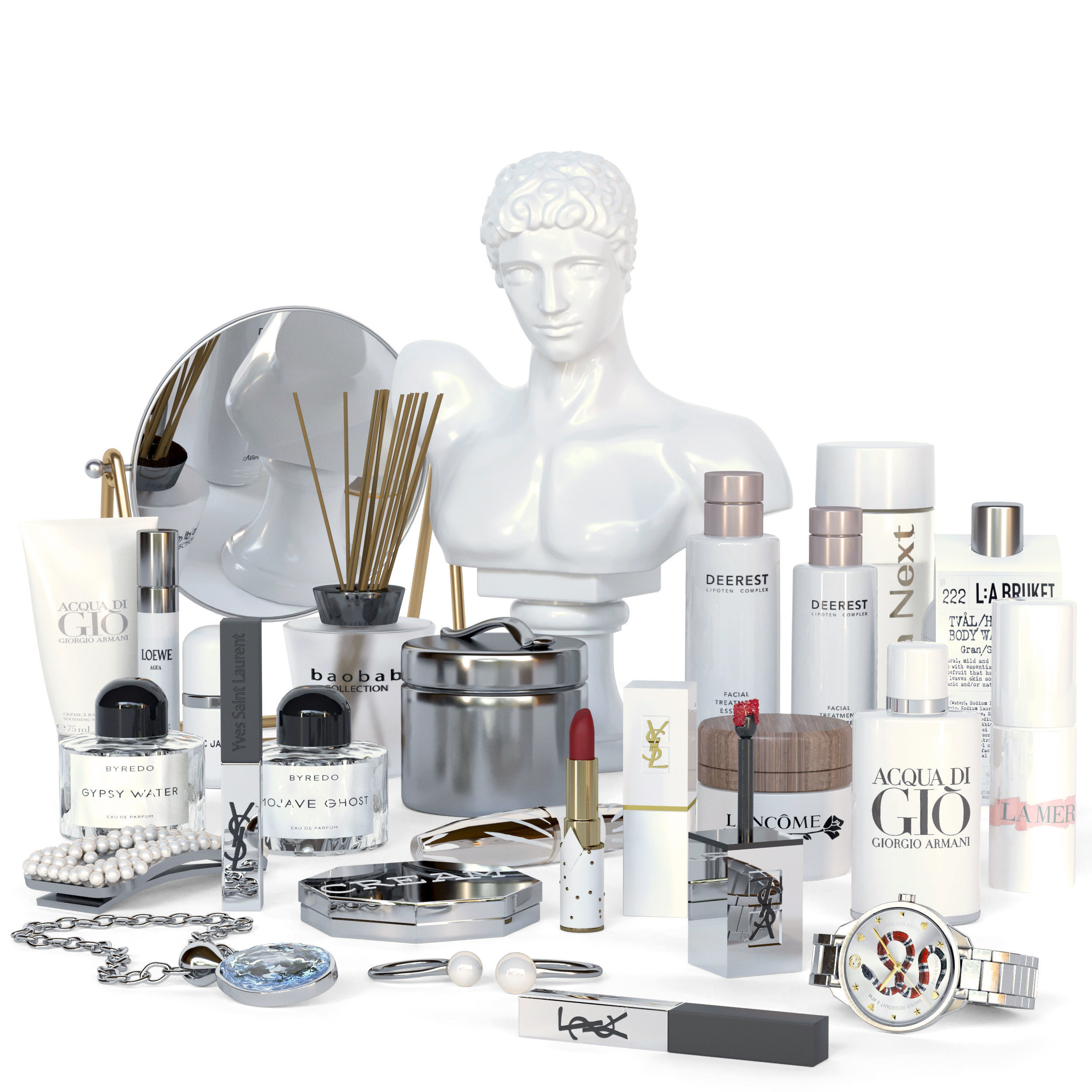 A set of cosmetics for make-up and bathroom 3D model_2