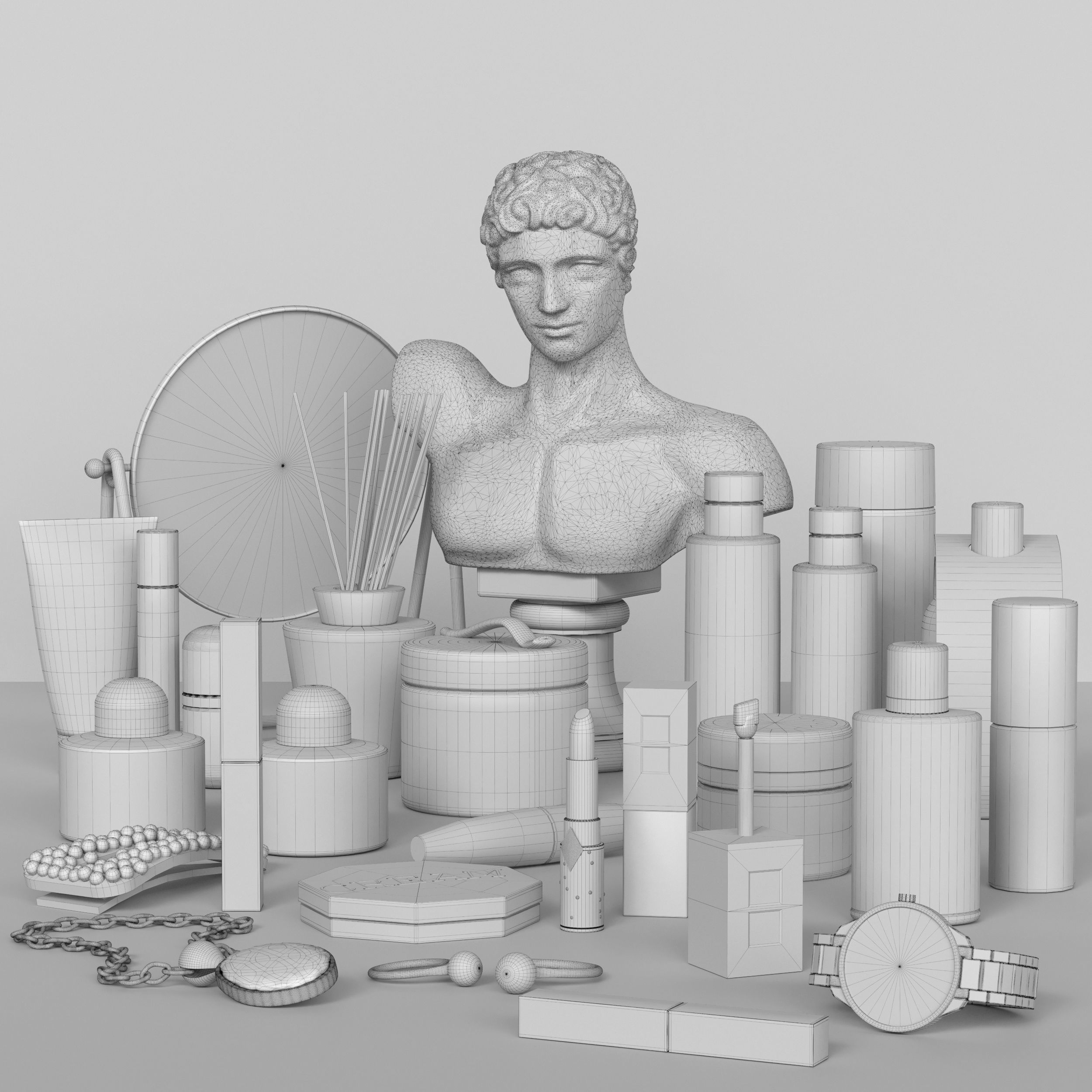 A set of cosmetics for make-up and bathroom 3D model_1