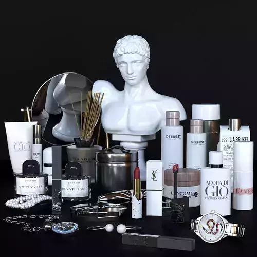 A set of cosmetics for make-up and bathroom