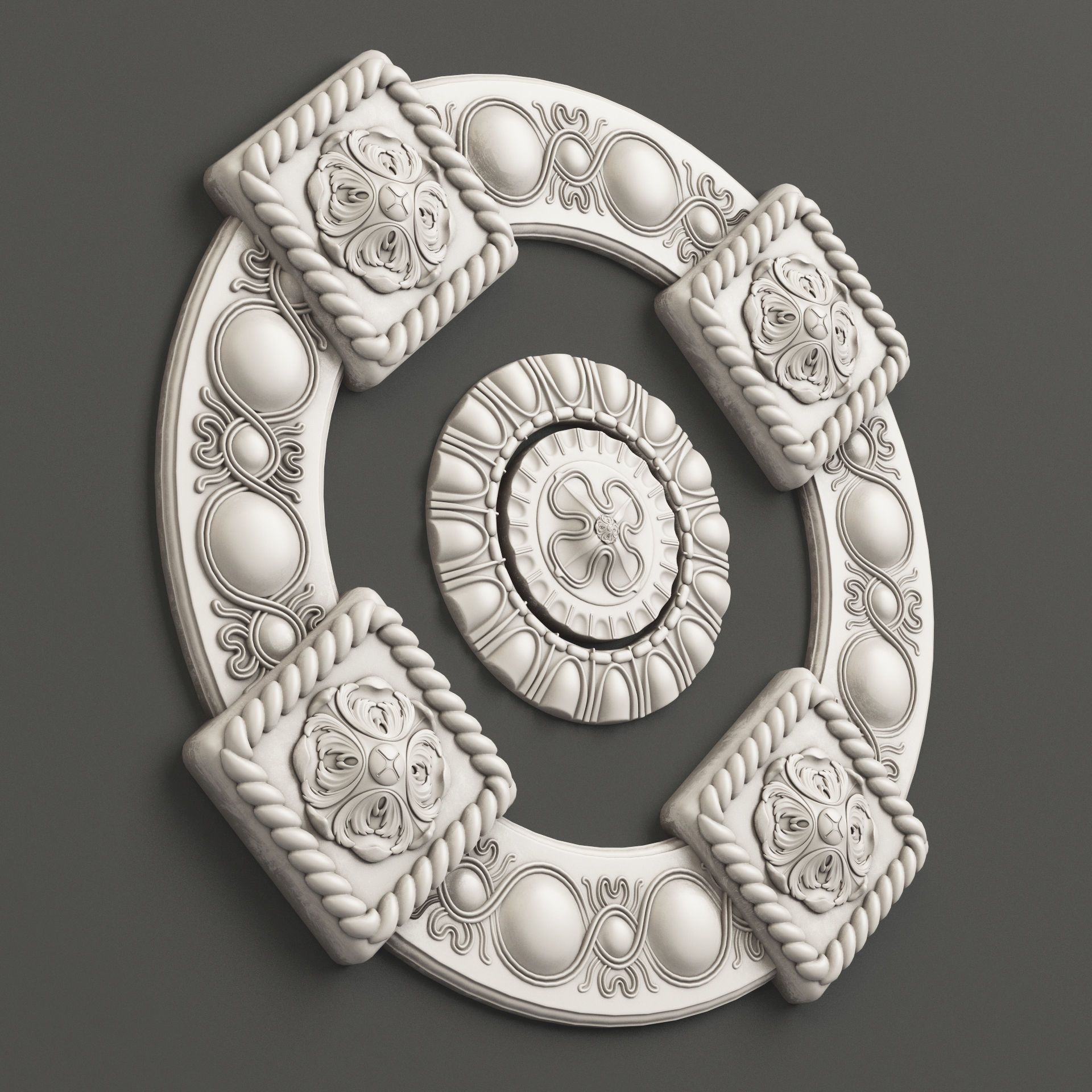 Rosette 2 decorative ceiling medallion 3D model_2