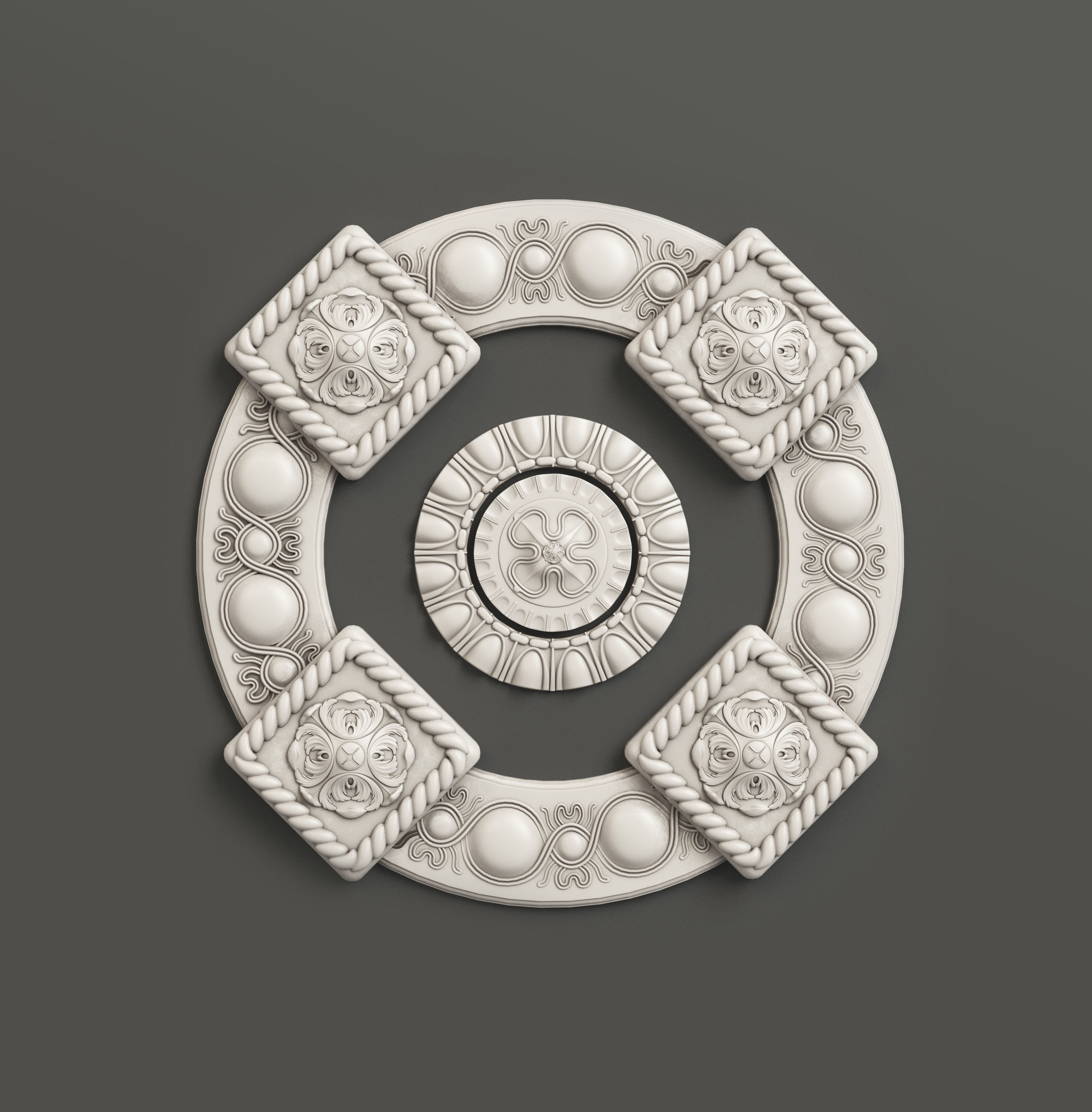 Rosette 2 decorative ceiling medallion 3D model_1