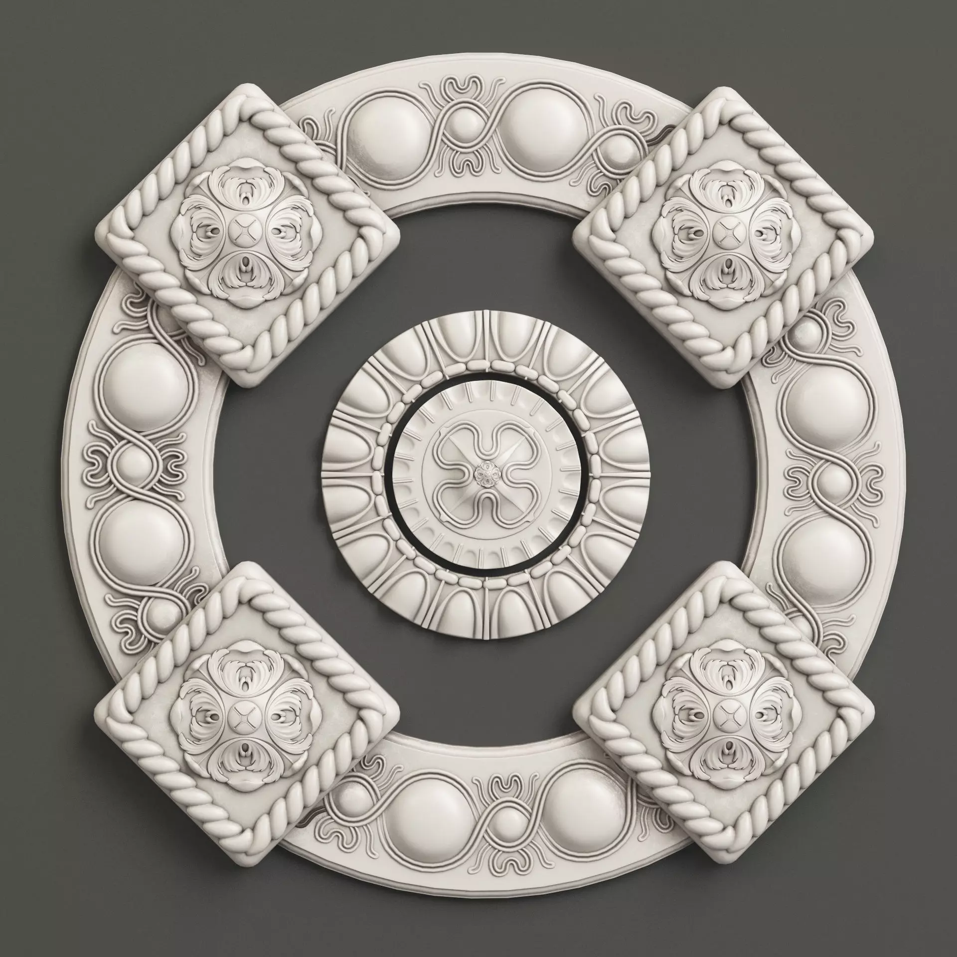 Rosette 2 decorative ceiling medallion 3D model_0