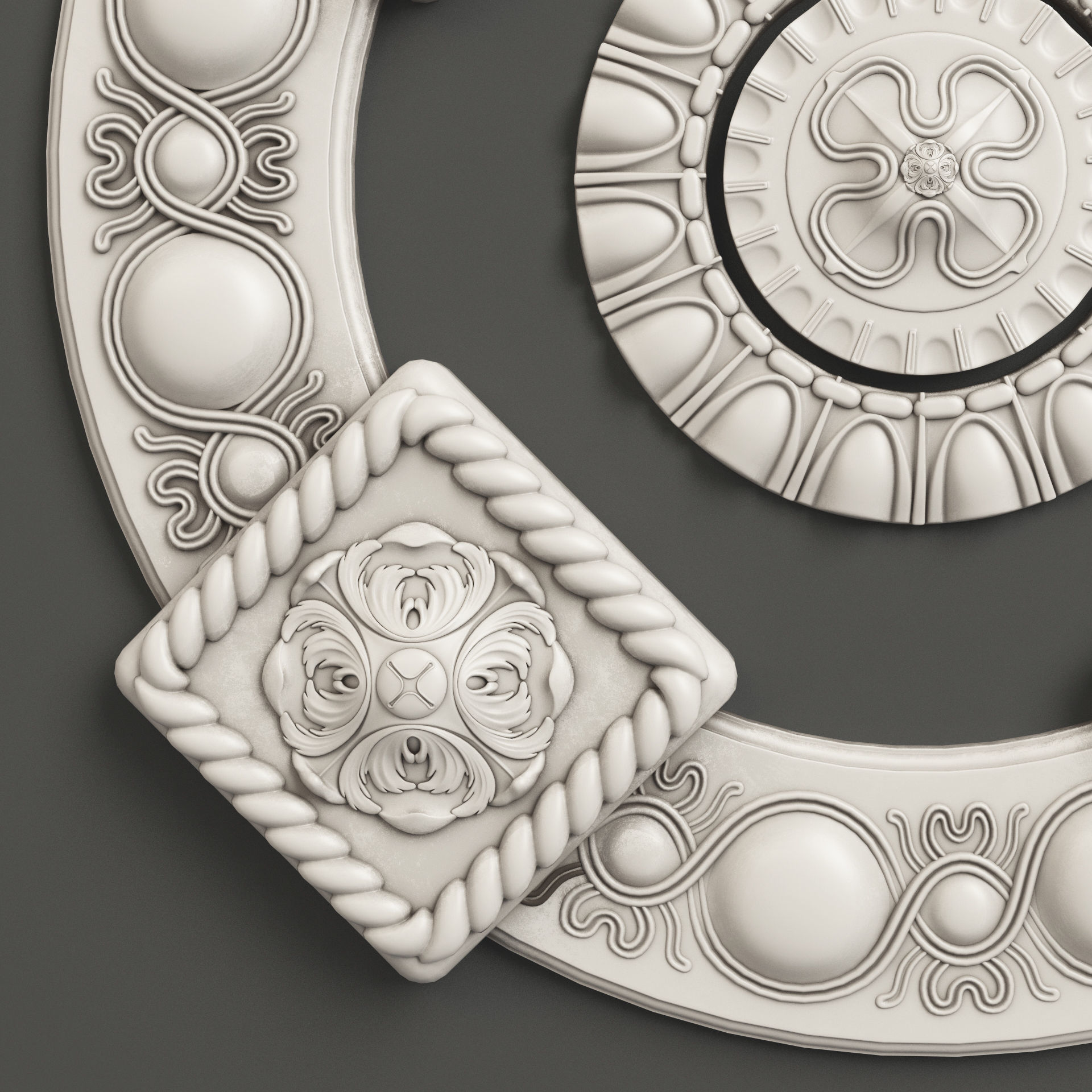 Rosette 2 decorative ceiling medallion 3D model_3