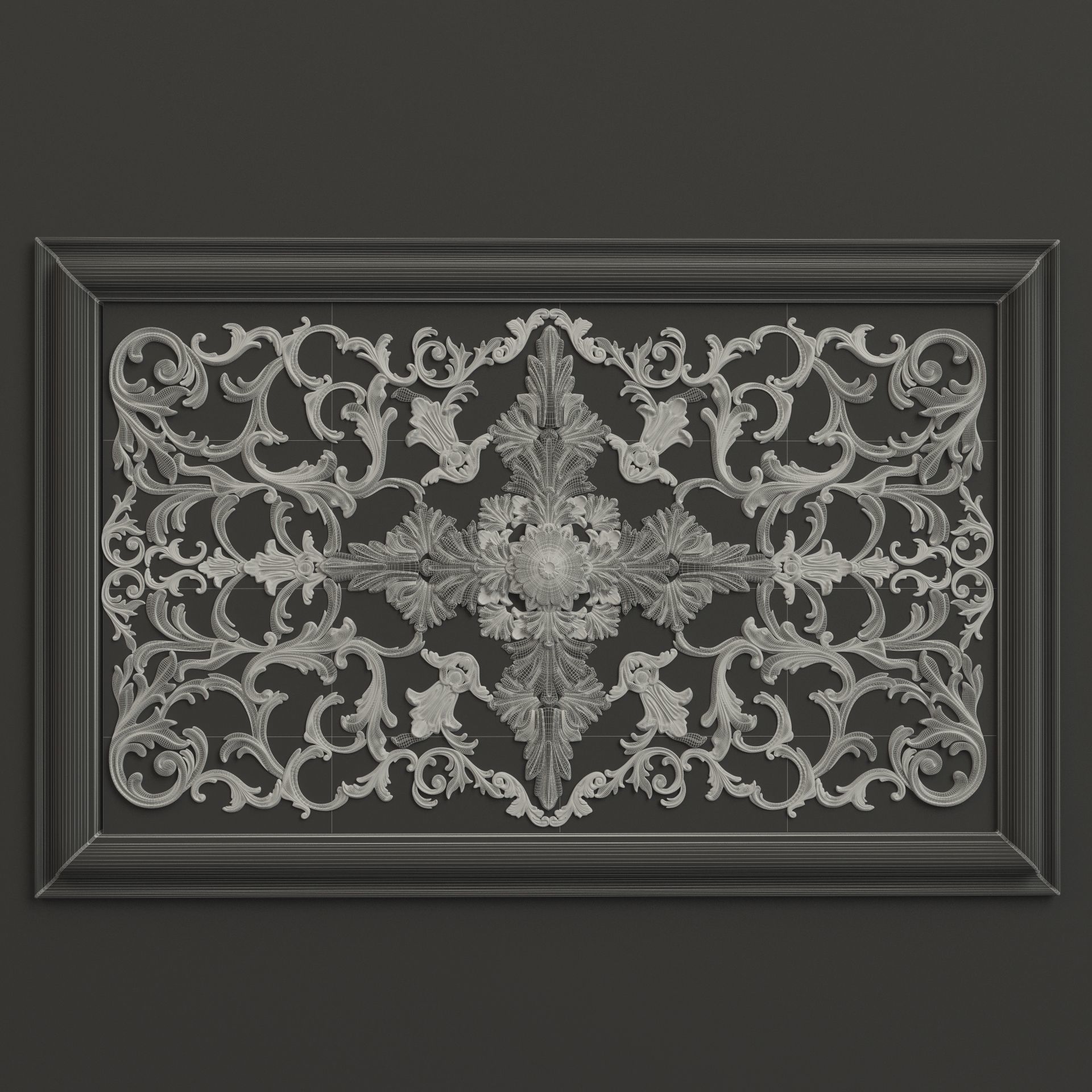 Rosette 4 ornate wall panel 3D model_4