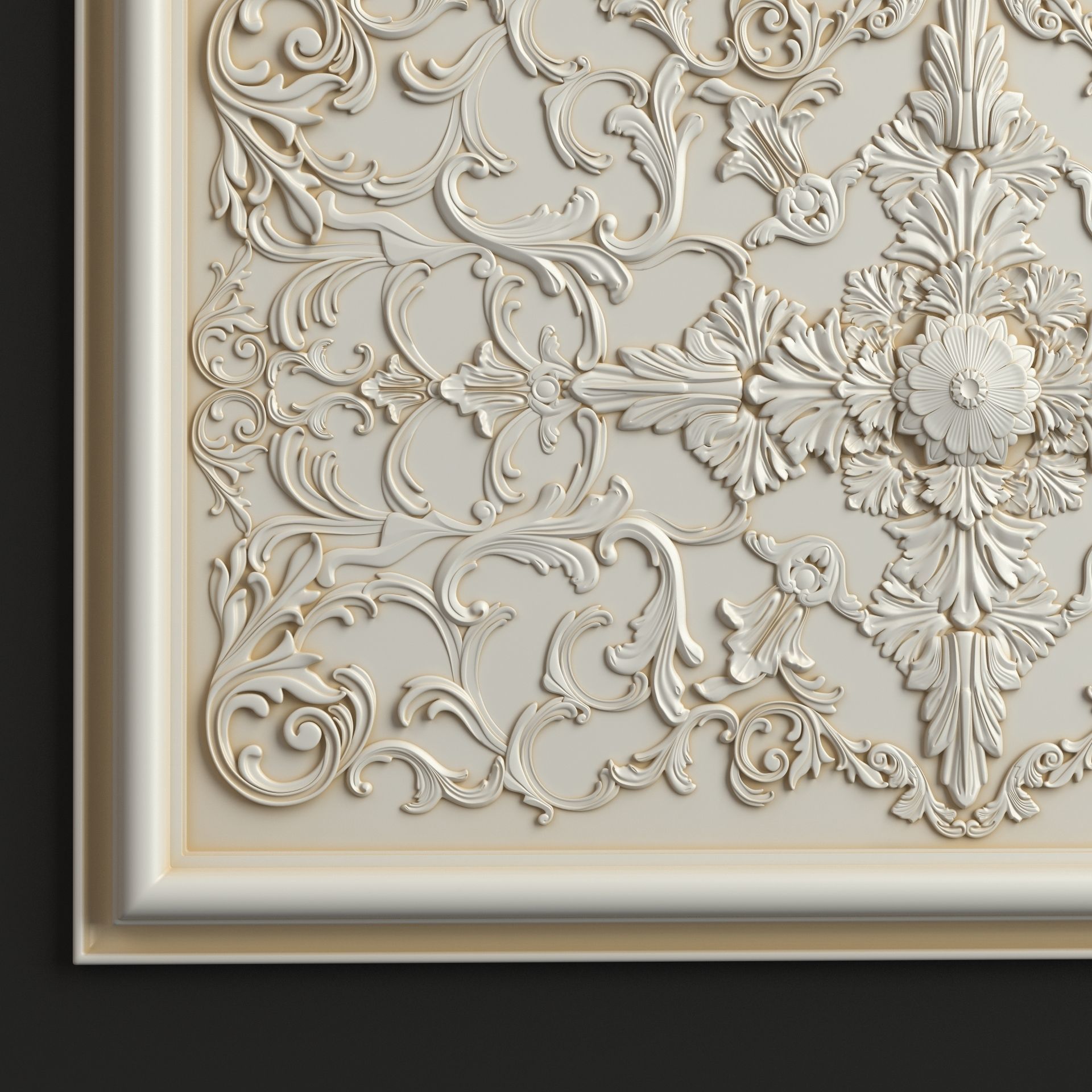 Rosette 4 ornate wall panel 3D model_2