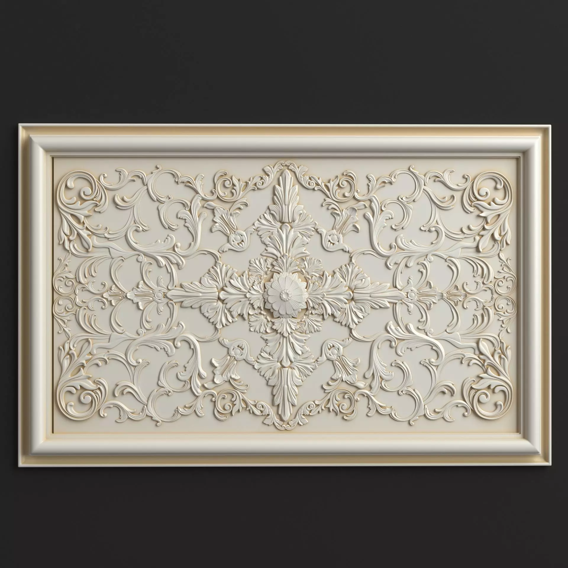 Rosette 4 ornate wall panel 3D model_0