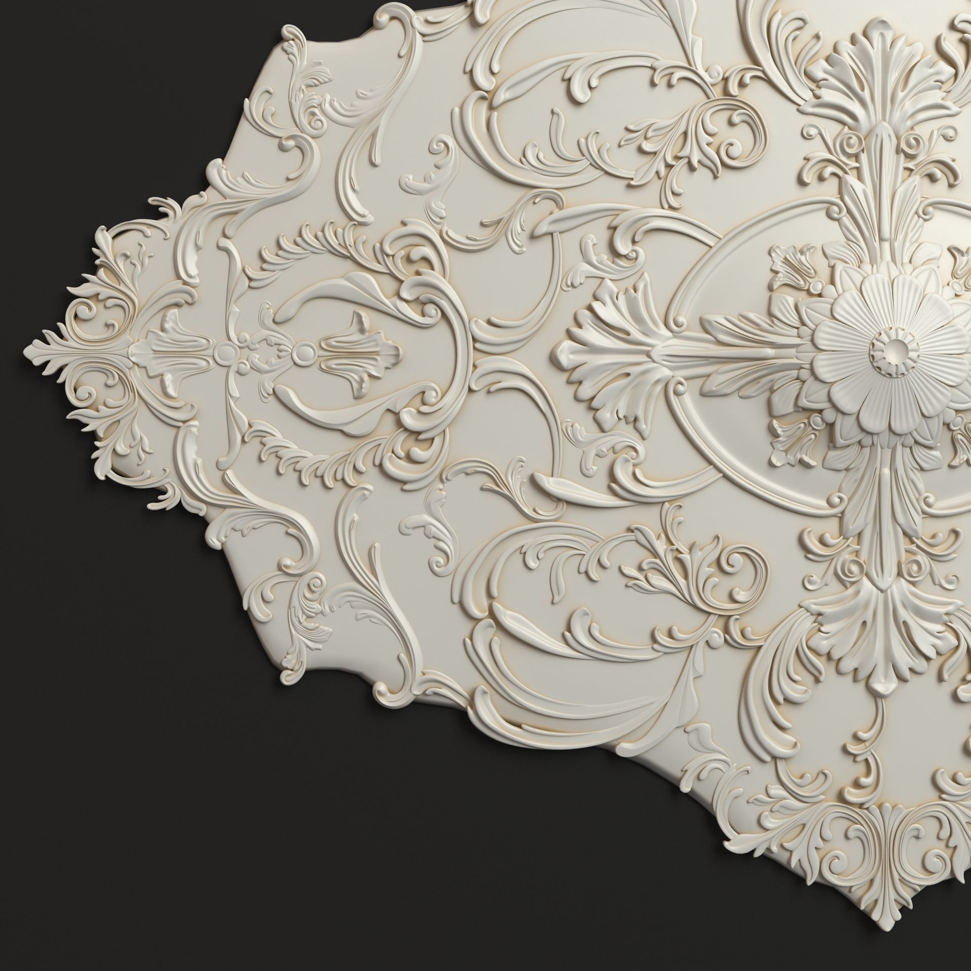 Rosette 5 ornate ceiling medallion 3D model_2
