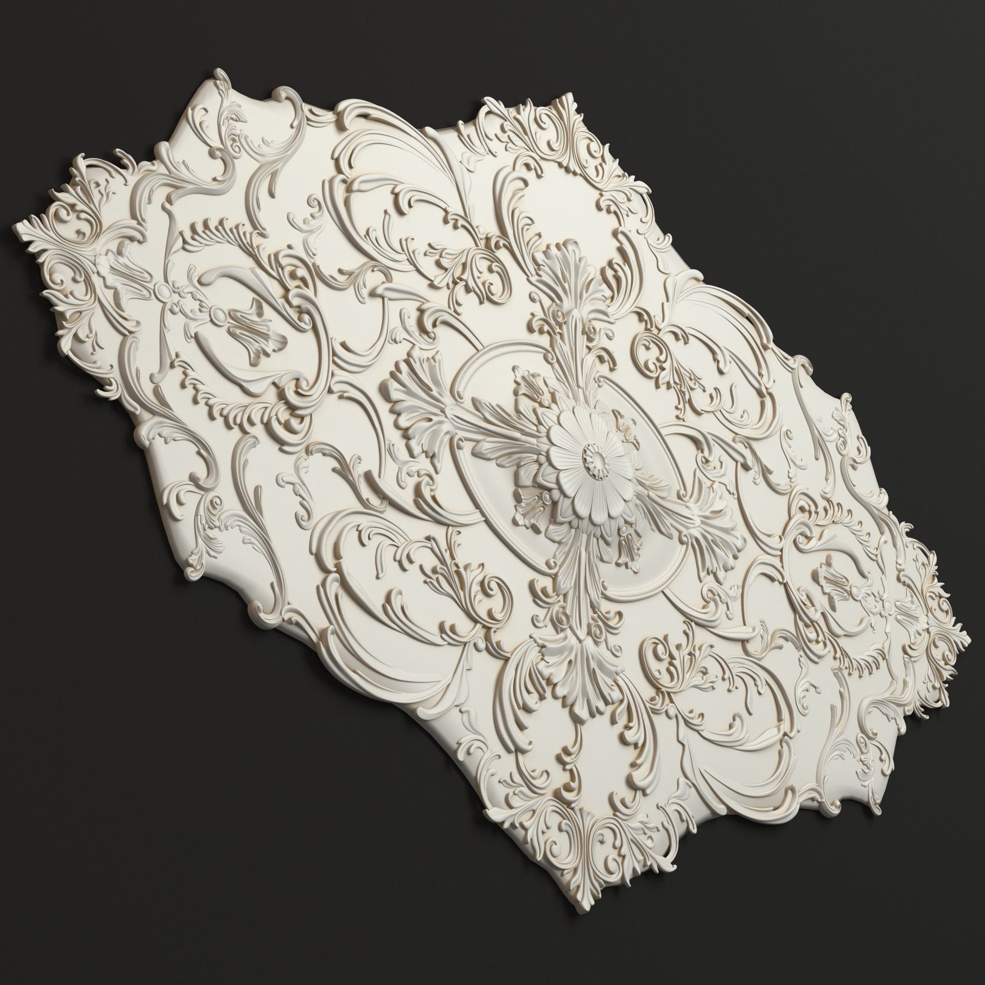 Rosette 5 ornate ceiling medallion 3D model_1