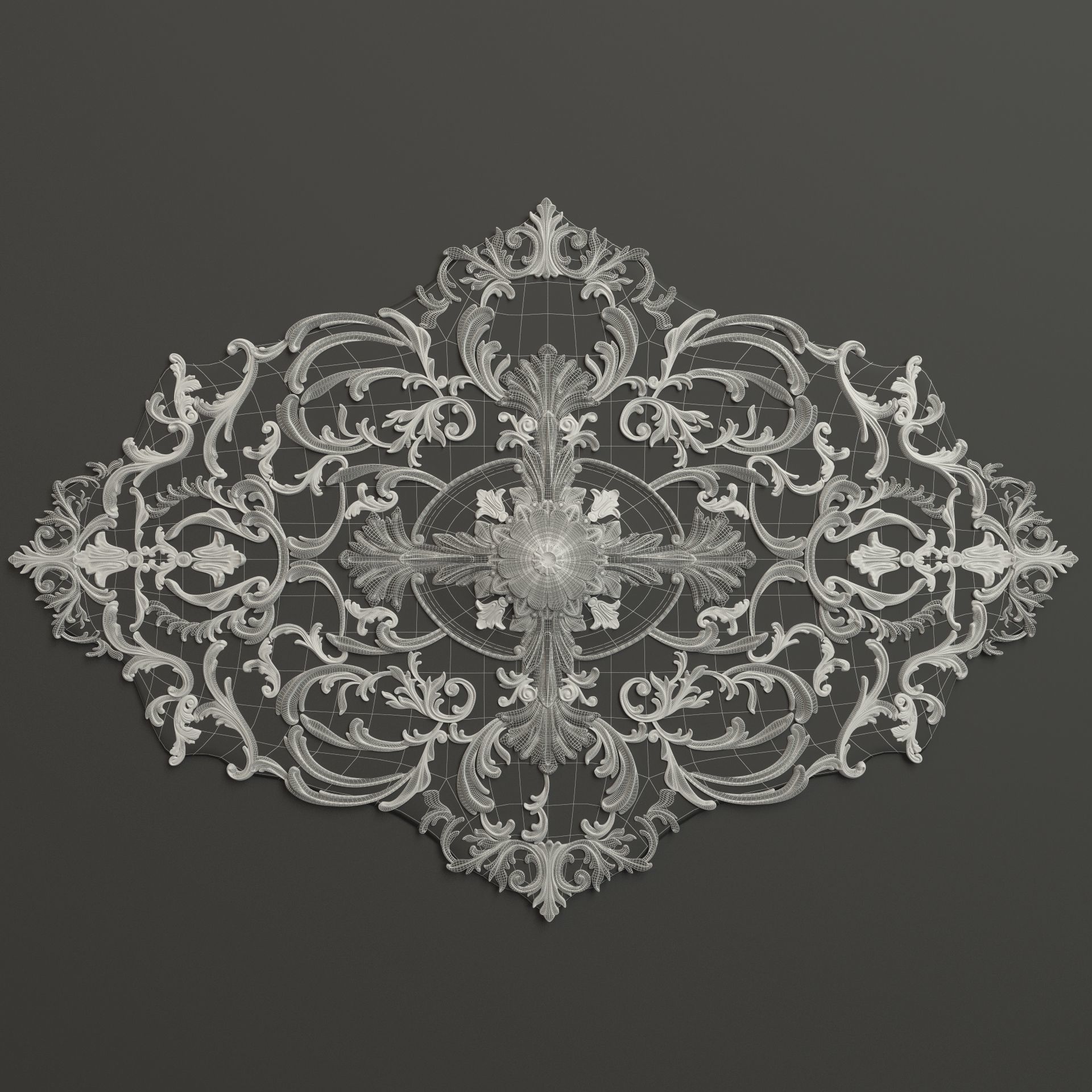 Rosette 5 ornate ceiling medallion 3D model_4