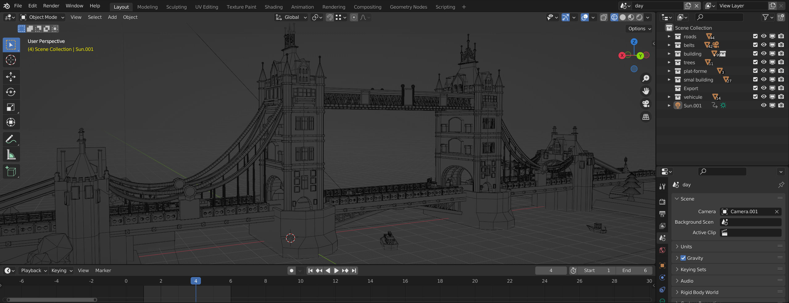 London - tower bridge Low-poly 3D model_12