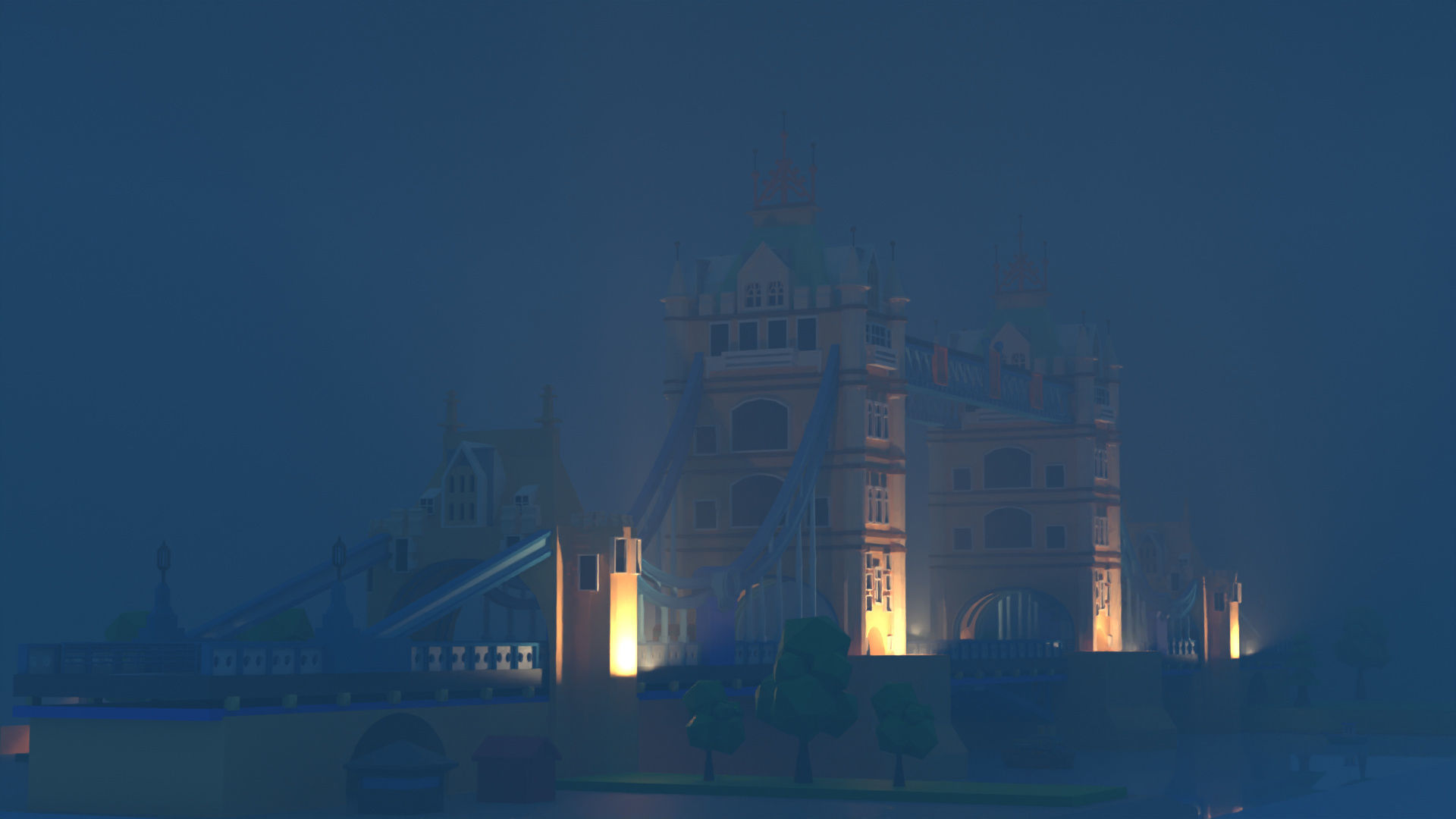 London - tower bridge Low-poly 3D model_10