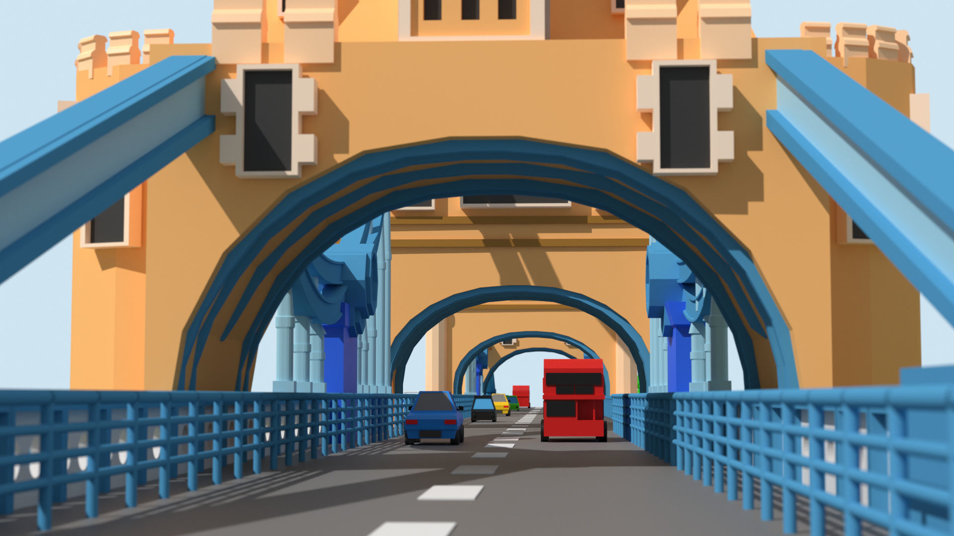 London - tower bridge Low-poly 3D model_5