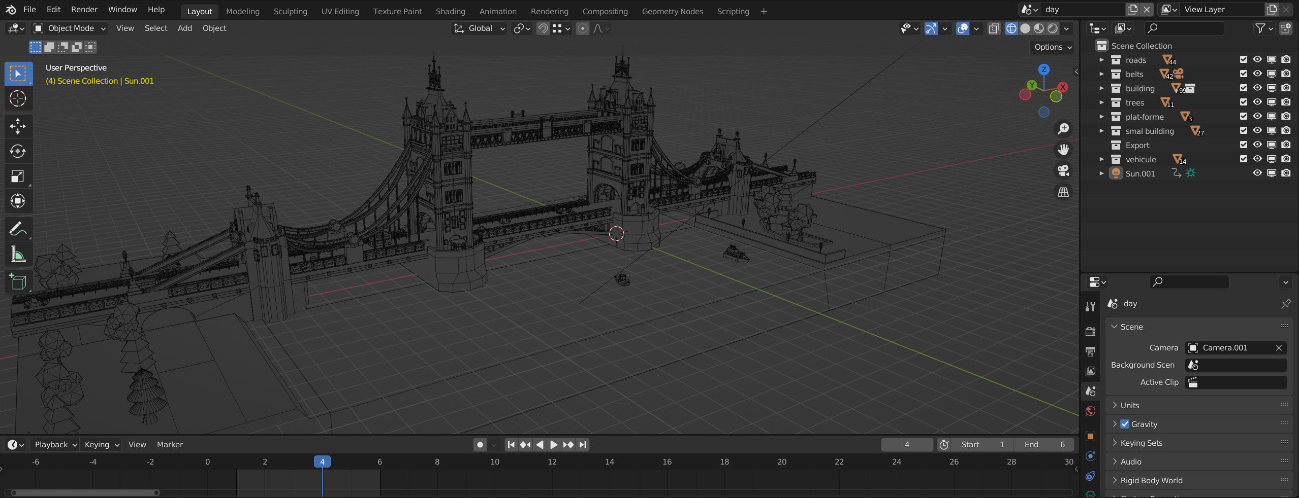 London - tower bridge Low-poly 3D model_11