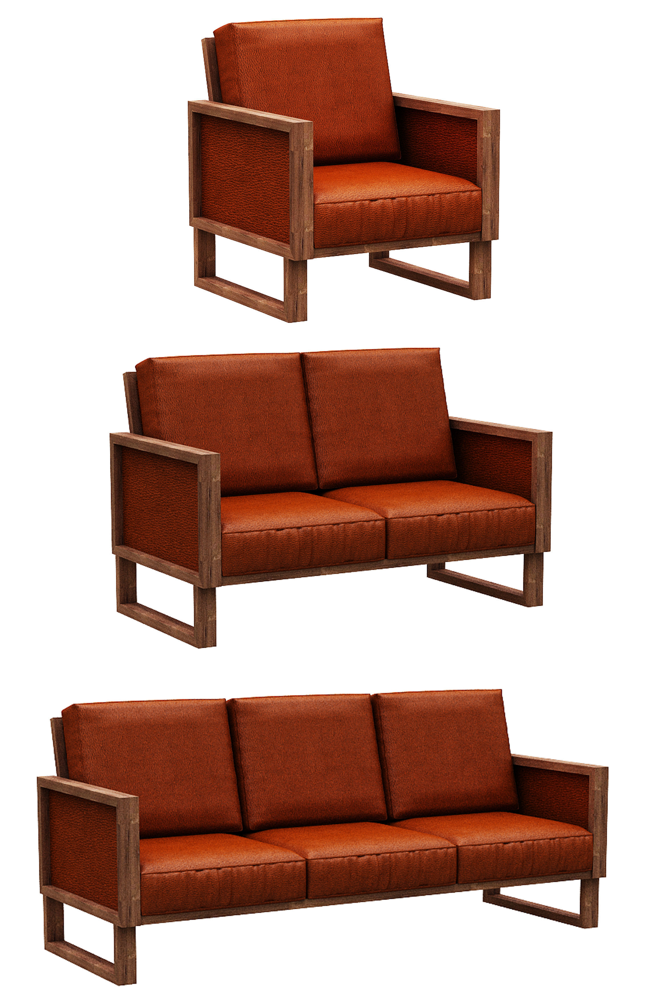 Sofa Colection 02 Low-poly 3D model_1