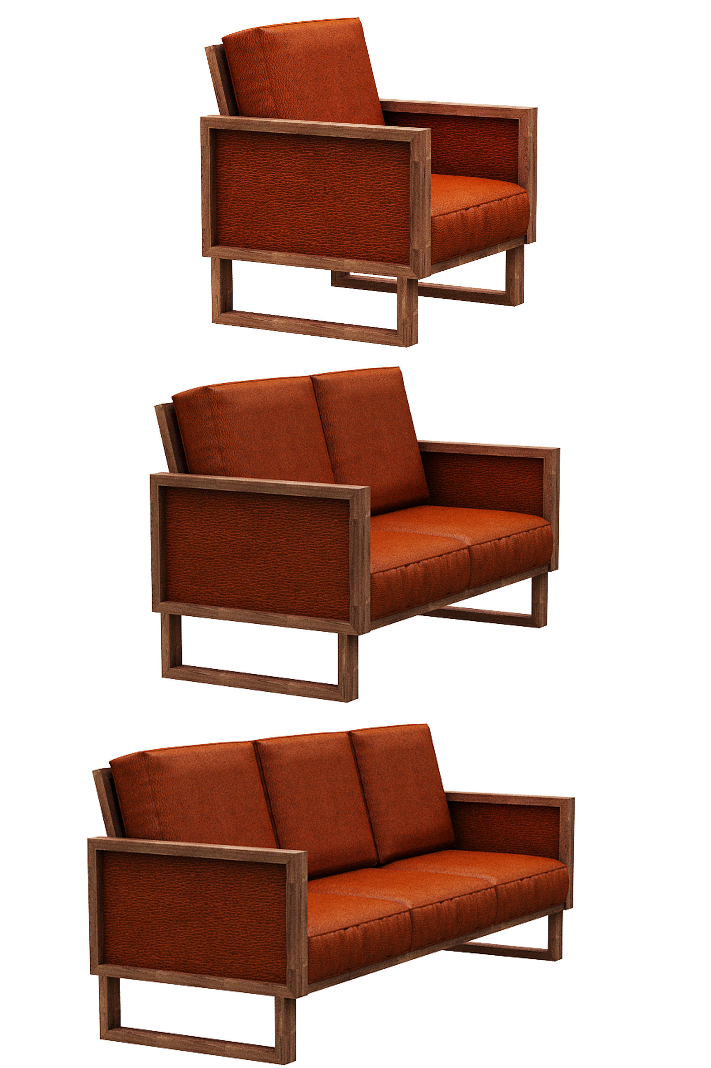 Sofa Colection 02 Low-poly 3D model_2