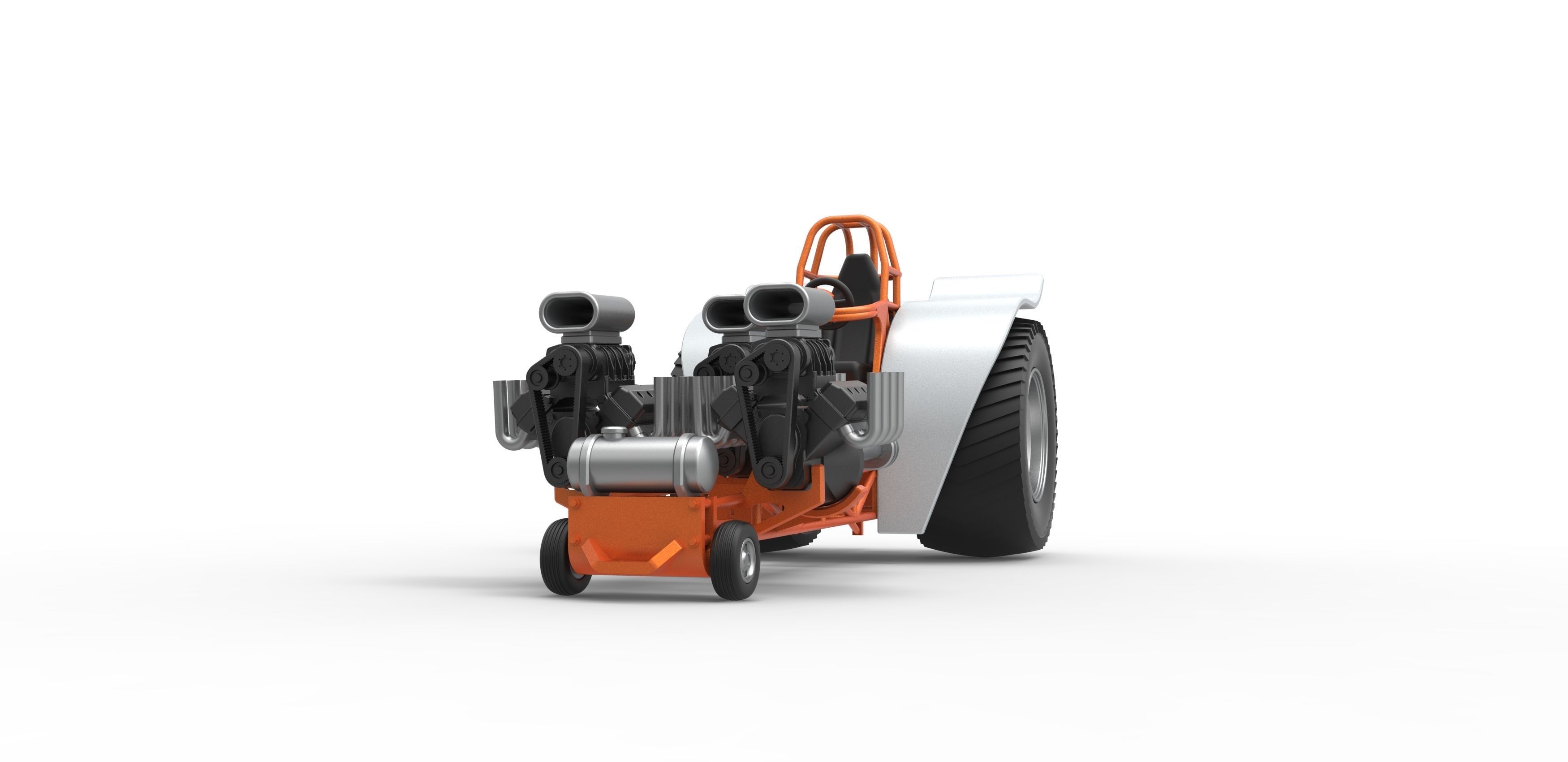 Pulling tractor 3 engines V8 Version 4 Scale 1 to 25 3D print model_5