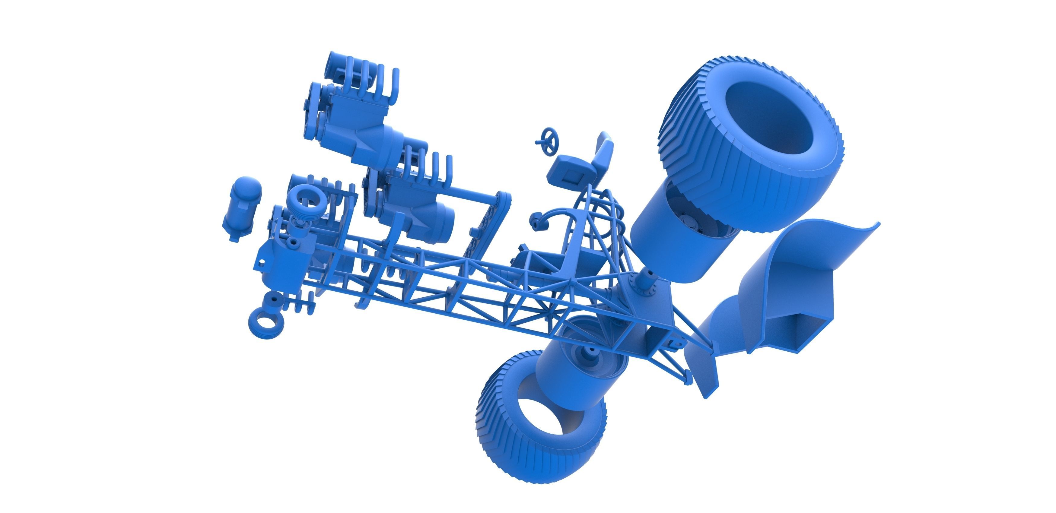 Pulling tractor 3 engines V8 Version 4 Scale 1 to 25 3D print model_31