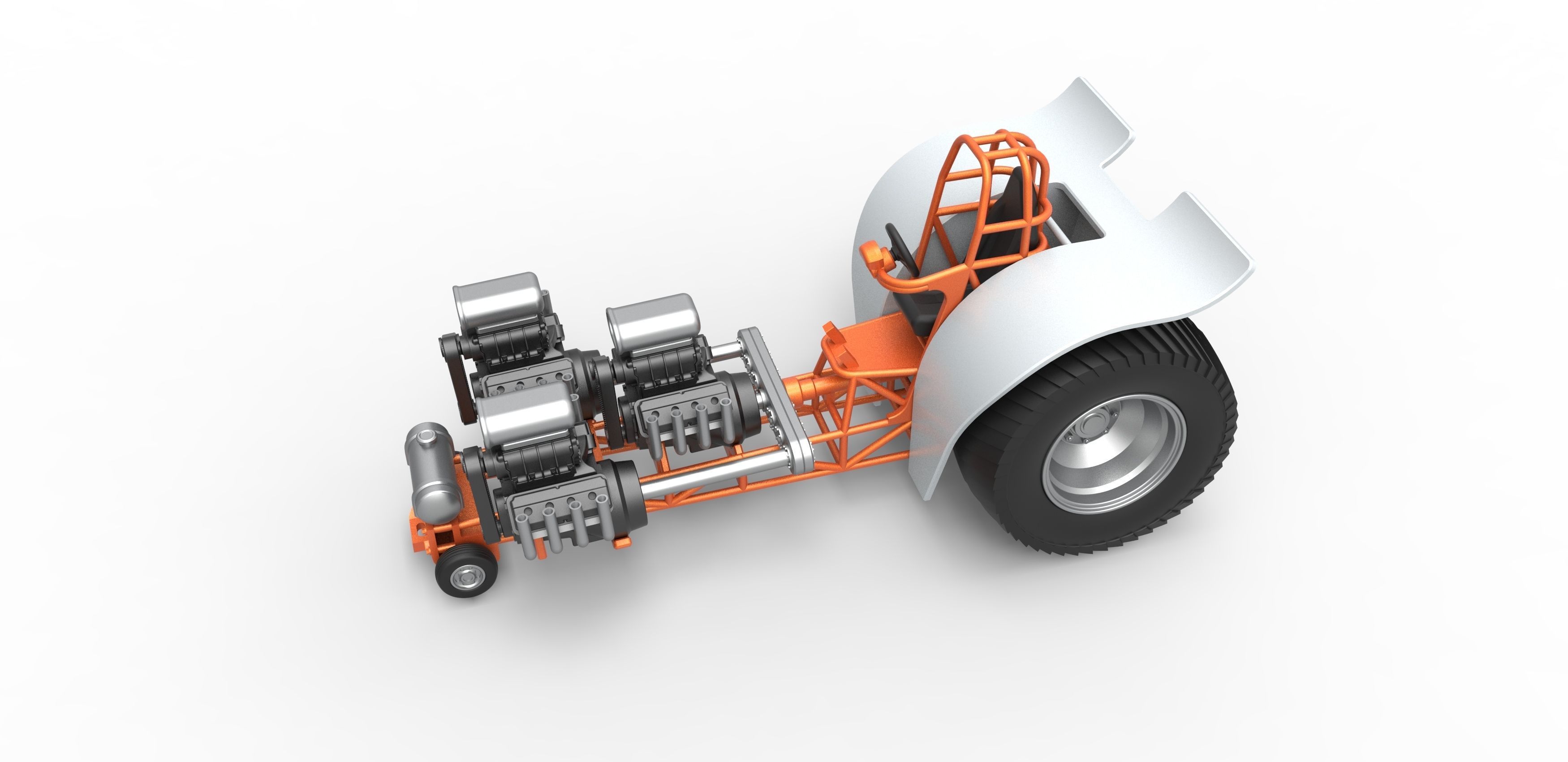 Pulling tractor 3 engines V8 Version 4 Scale 1 to 25 3D print model_2