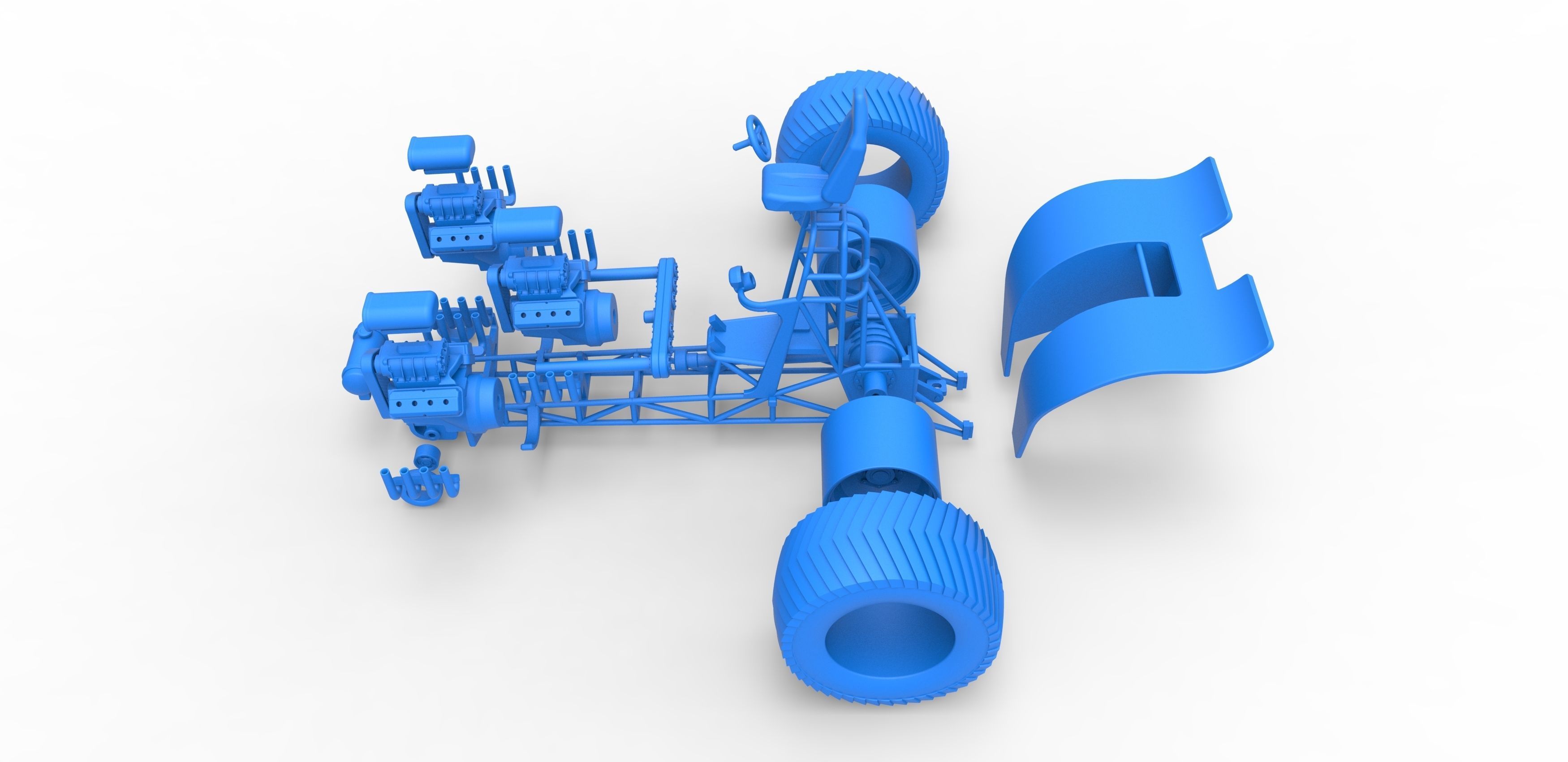 Pulling tractor 3 engines V8 Version 4 Scale 1 to 25 3D print model_34