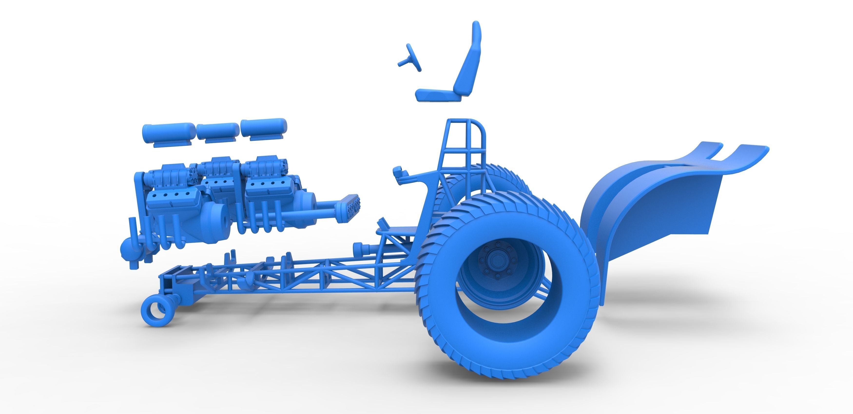 Pulling tractor 3 engines V8 Version 4 Scale 1 to 25 3D print model_33