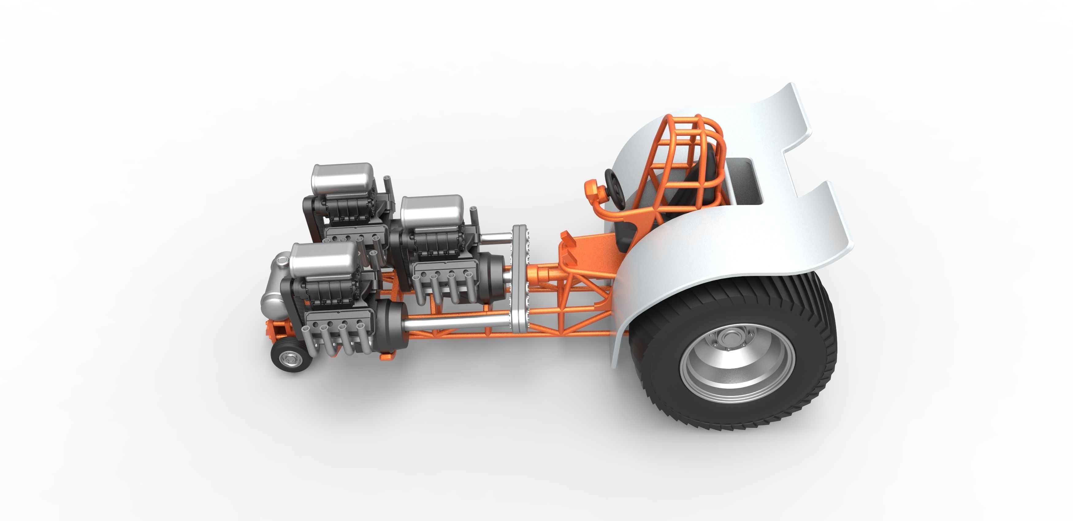 Pulling tractor 3 engines V8 Version 4 Scale 1 to 25 3D print model_9