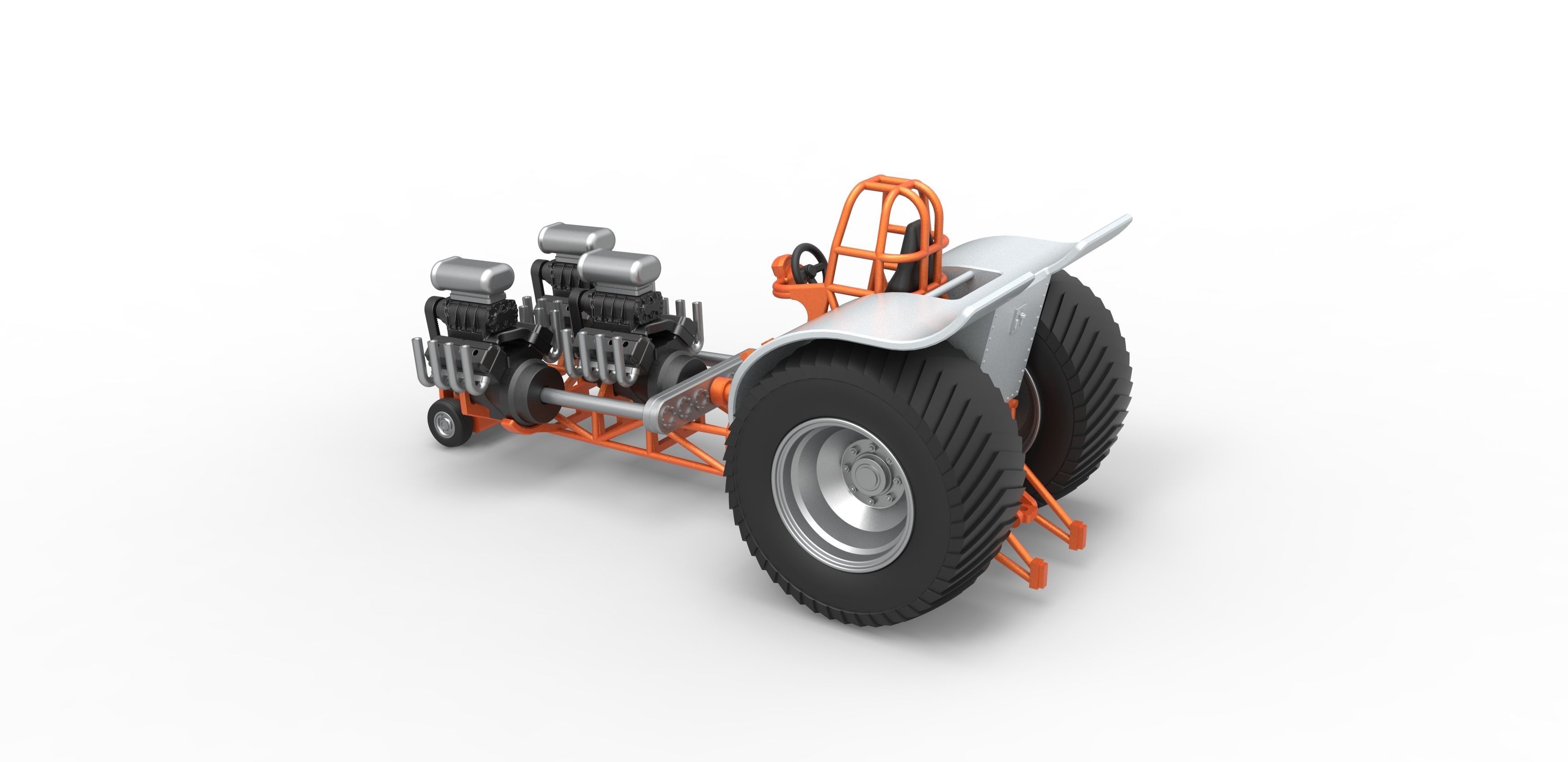 Pulling tractor 3 engines V8 Version 4 Scale 1 to 25 3D print model_11