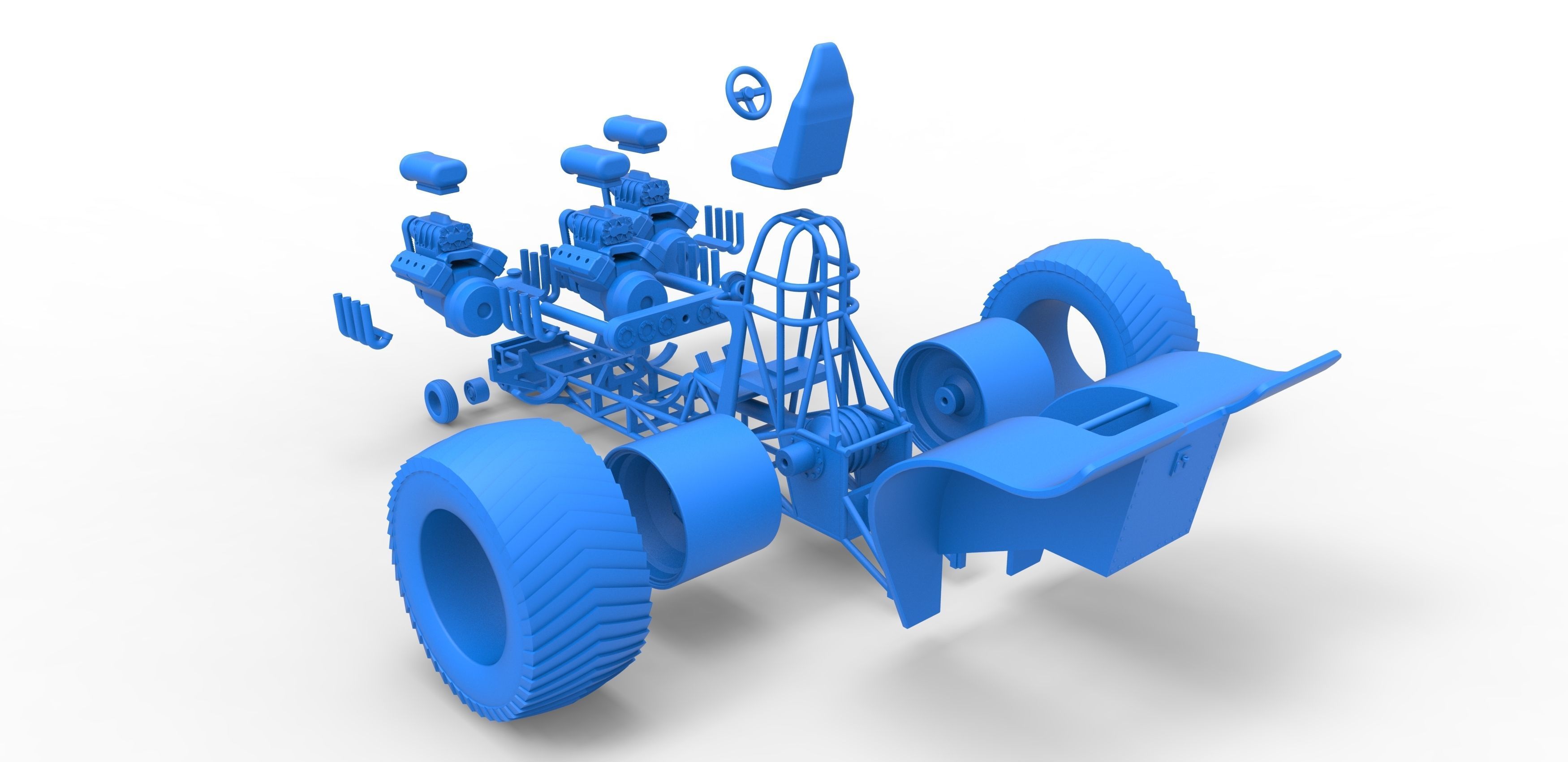 Pulling tractor 3 engines V8 Version 4 Scale 1 to 25 3D print model_35